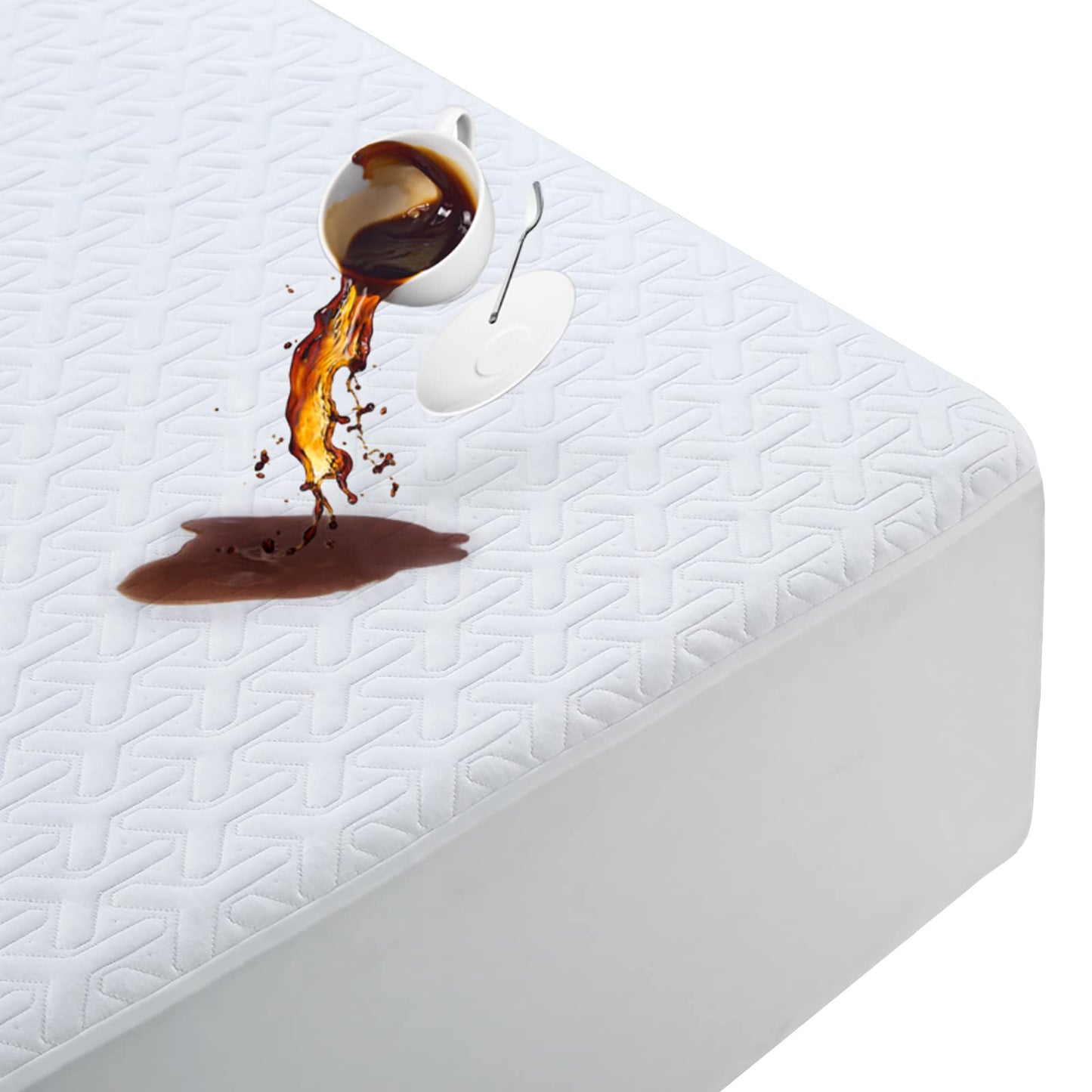 MERITLIFE Premium Waterproof King Size Mattress Protector Cooling 4D King Mattress Cover Breathable Deep Pocket Mattress Pad Machine Washable Noiseless Quiet (White,King 78"x80")
