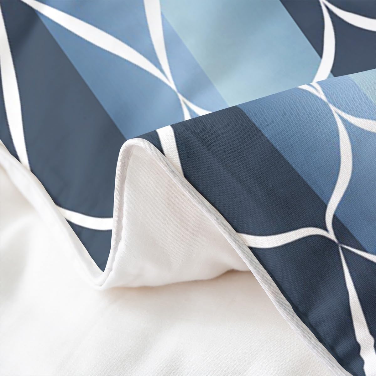 Erosebridal 100% Cotton Aegean Blue Abstarct Duvet Cover Queen for Adult Women Men Geometric Striped Comforter Cover for Minimalists Aesthetic Lines Bedding Set Contemporary Boho Modern Art Bed Set