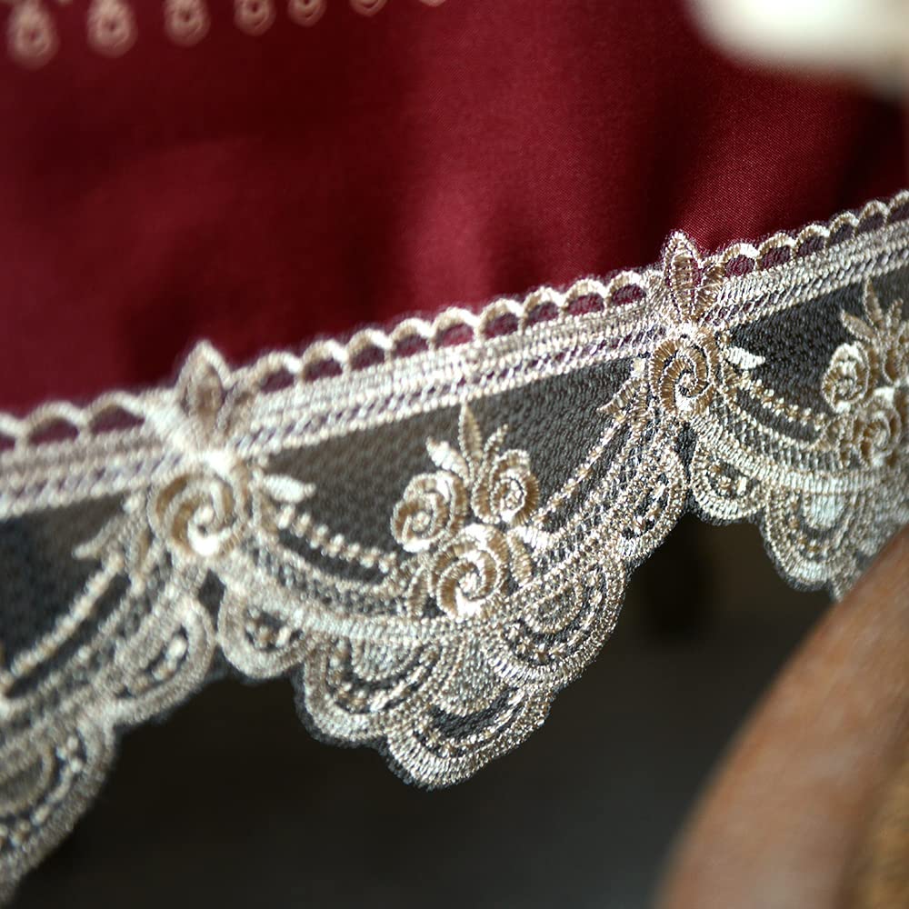 SUTAVIA Lace Embroidered Table Cloth,Rectangular Farmhouse TableCover,Classic Oblong Antique Flower Decor Macrame Tablecloth (Burgundy, Rectangle/Oblong, 52 x 70 Inch,4-6 Seats)