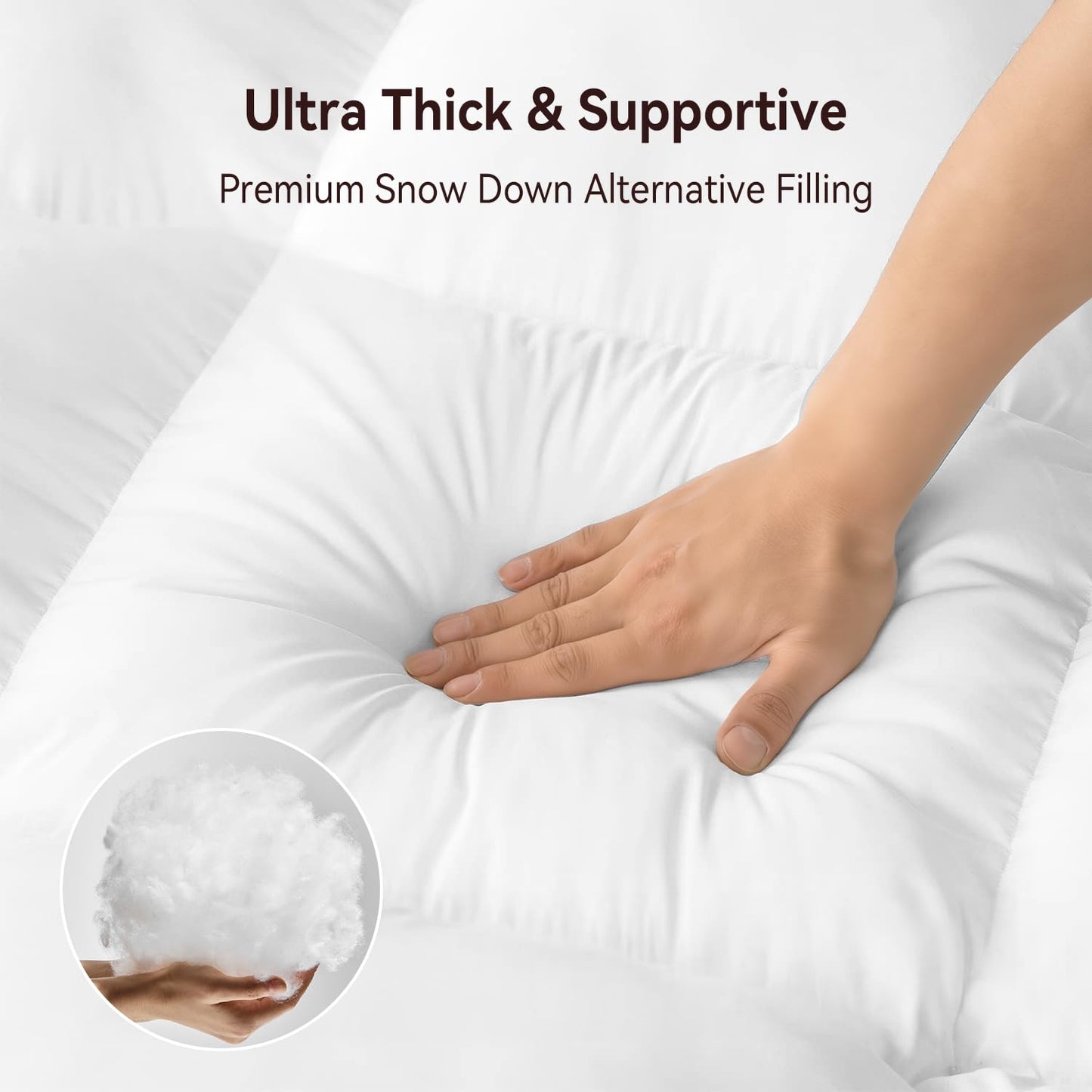 ABENE Twin Size Mattress Topper for Back Pain Relief, Extra Thick Mattress Pad Pillowtop, Soft Plush Mattress Cover Bed Topper with Deep Pocket, Overfilled Down Alternative Filling, White