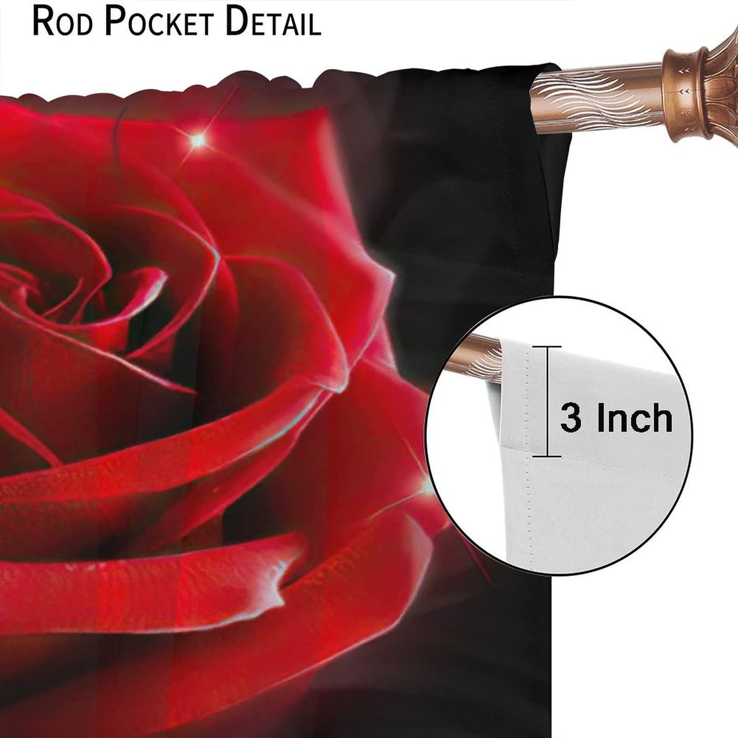 Red Roses Curtains Black Black Out Curtains Children's Room Curtains 42x45in