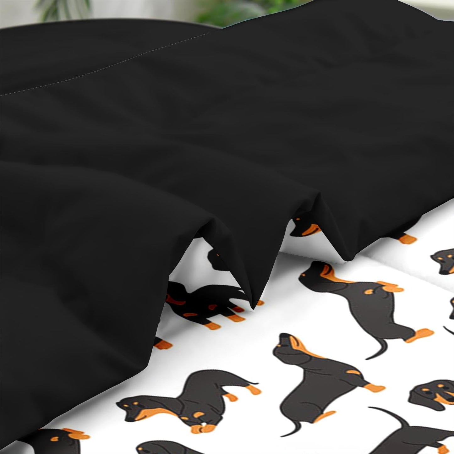 Pamnest Comforter Set Full Size, Dog Family Animal 7 Pcs Bedding for Kids and Adults, Happy Cute Dachshund Bed Sheet Sets with Fitted Sheet 2 Pillowcases & 2 Shams for Bedroom Bed Decor