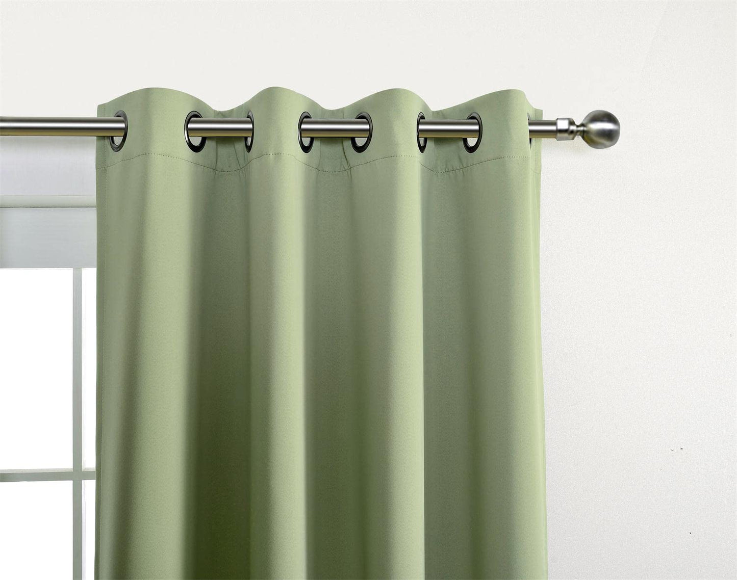 MIUCO 1 Pair Thermal Insulated Grommet 52-Inch-by-63-Inch Blackout Window Curtain Panels with 2 Tie Backs, Sage