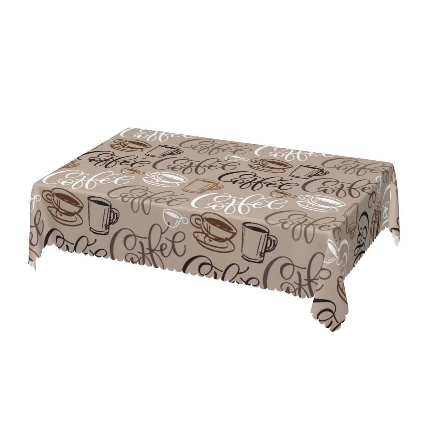 ZEJAYFEY Coffee Themed Rectangle Tablecloth Cute Brown Cup Coffee Beans Table Cloths Classic Farmhouse Style Washable Table Cover for Home Kitchen Dining Party Room Cafe Decor 54 x 72 Inch