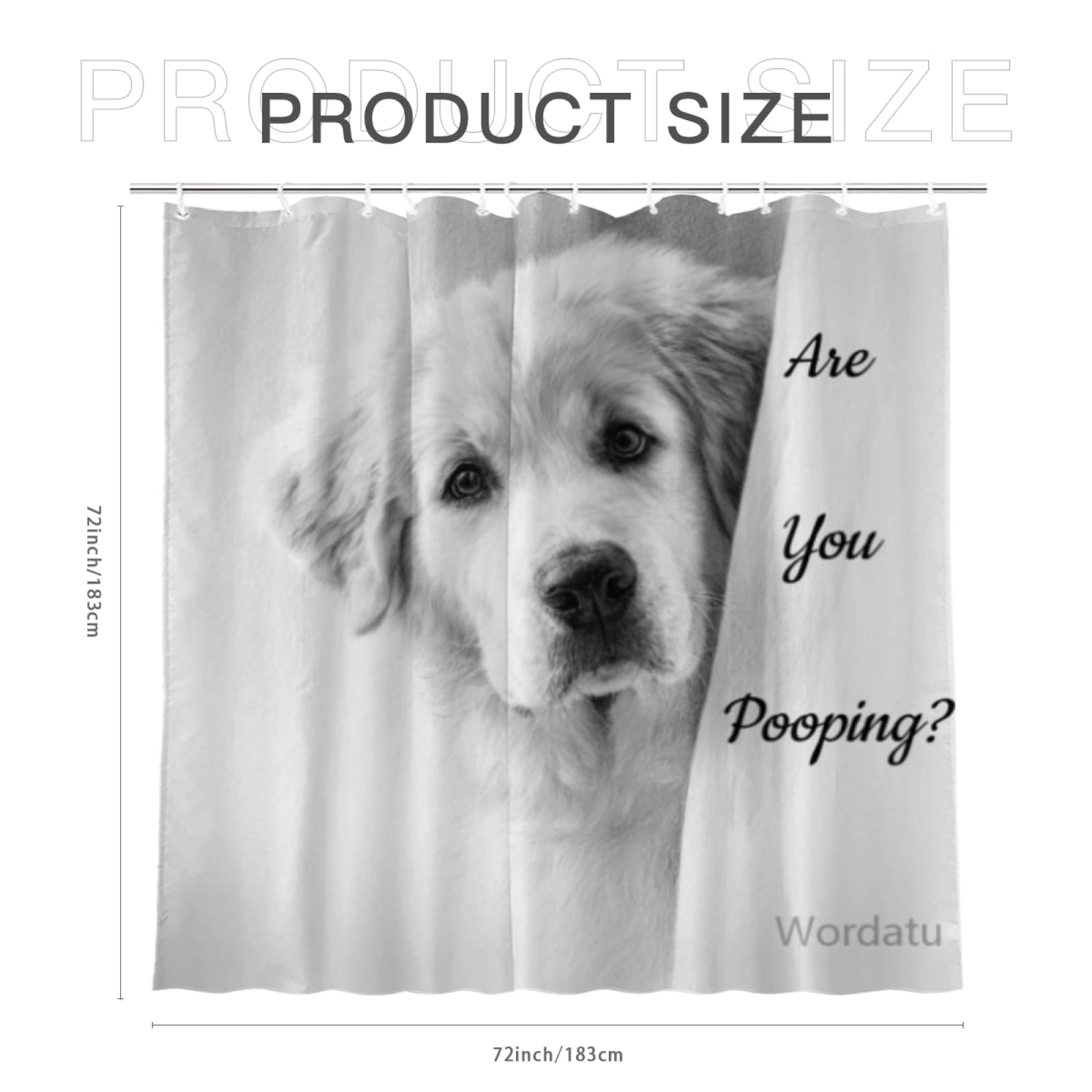 Wordatu Great Pyrenees Shower Curtain Bathroom Set 72x72 Inches are You Pooping Bath Animal Bath Animal Pet Dog Art Home Decor 12 Hooks