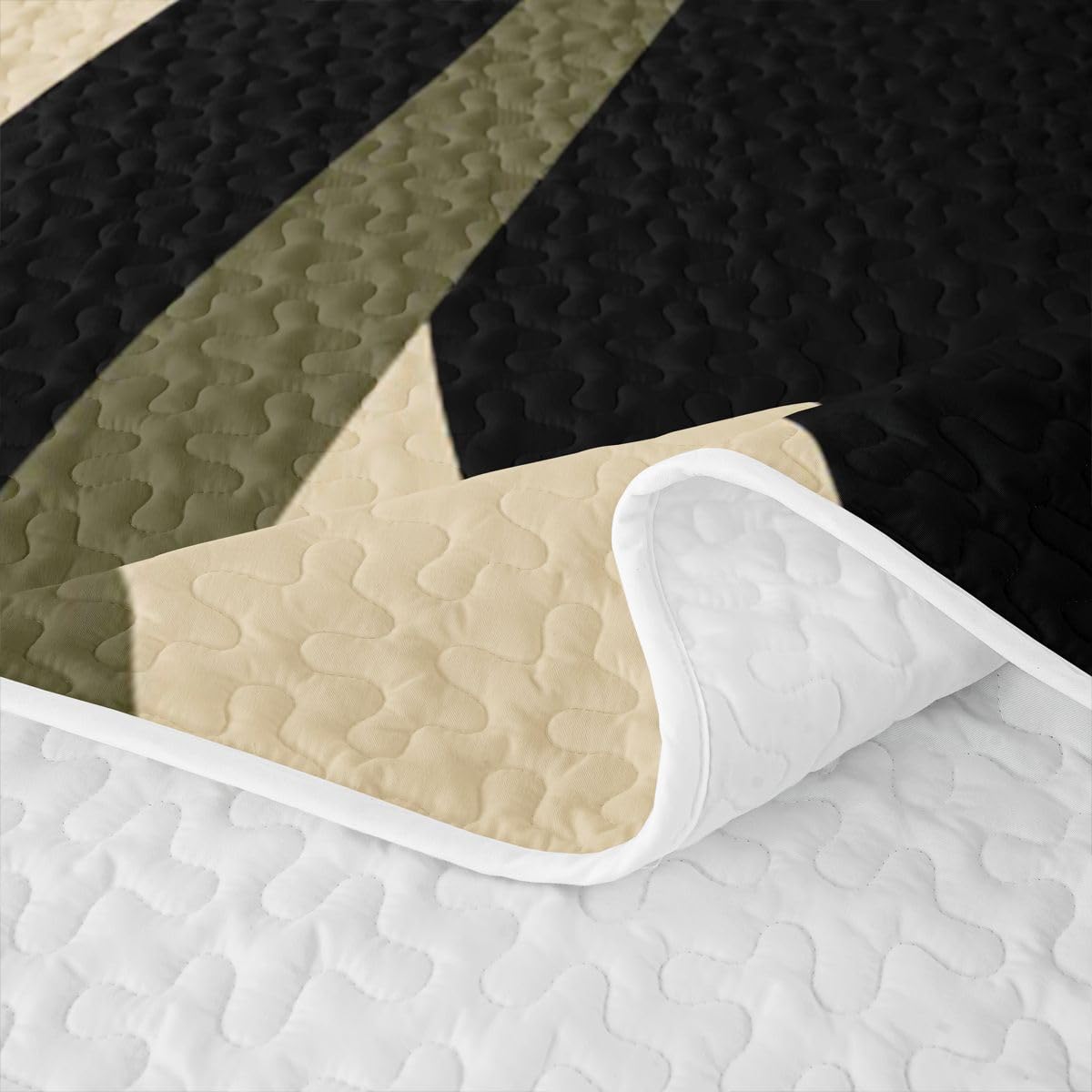 Erosebridal Green Brown Spiral Quilt Set for Adult Women Men Modern Swirls Stripes Abstract Quilt Twin Size for Minimalists Boho Coverlet Graffiti Art Lines Quilted Bedspread with 1 Pillowcase