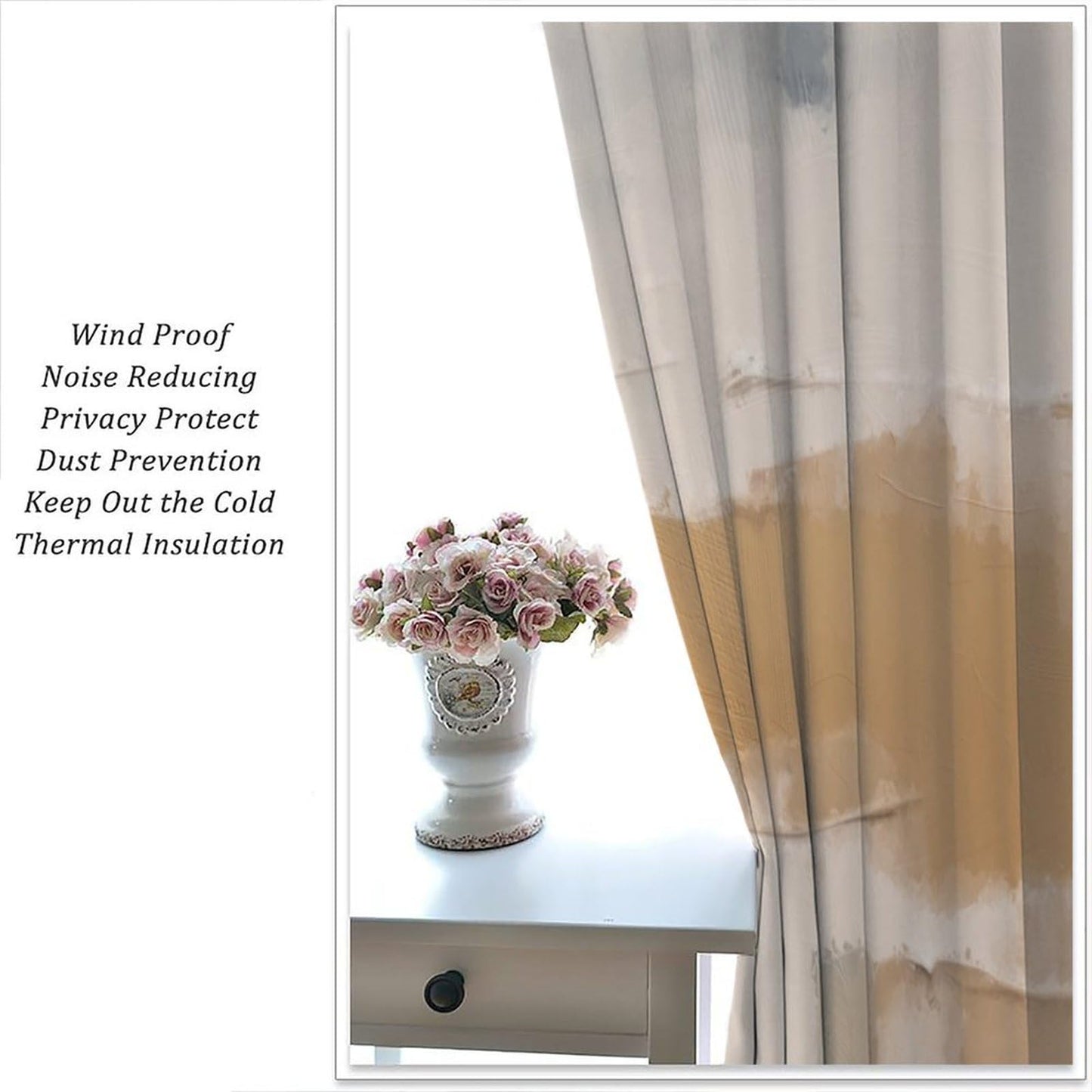 Abstract Black Beige Gray Curtains, Rod Pocket Taupe Tan Neutral Art Painting Modern Window Drapes for Living Room Bedroom, 20.5" W x 44.5" L, 2 Panels （No Blackout）