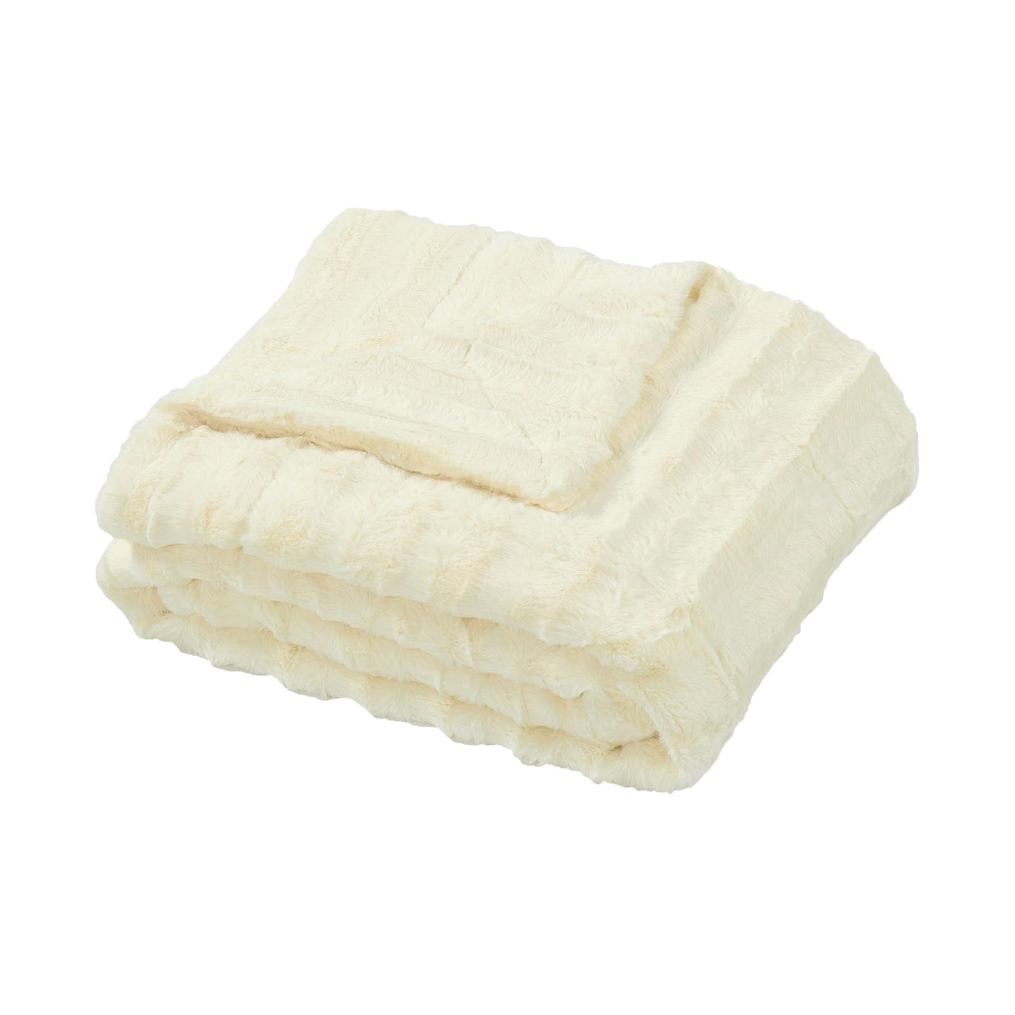 Home Soft Things Derby Double Sided Faux Fur Throw Blanket, Ivory, 50'' x 60'', Super Soft Comfy Fluffy Plush Bed Couch Cover for All Year Round Accent Home Decoration