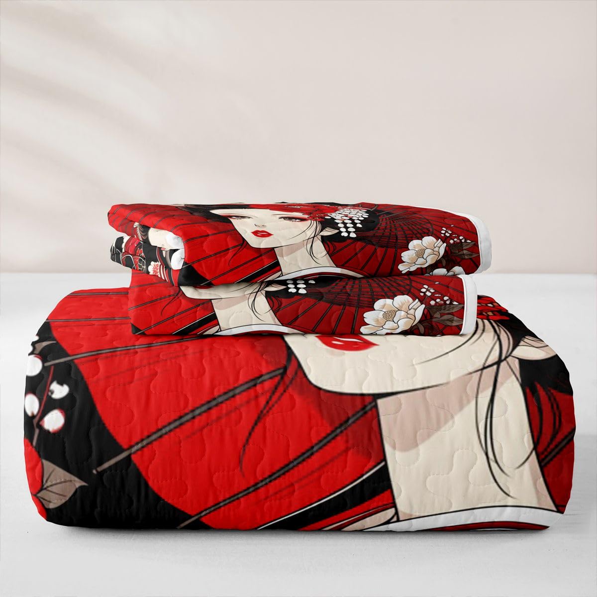 Erosebridal Japanese Quilt Twin Size - Geisha Bedspread Japan Women Bed Coverlet with 1 Pillowcase