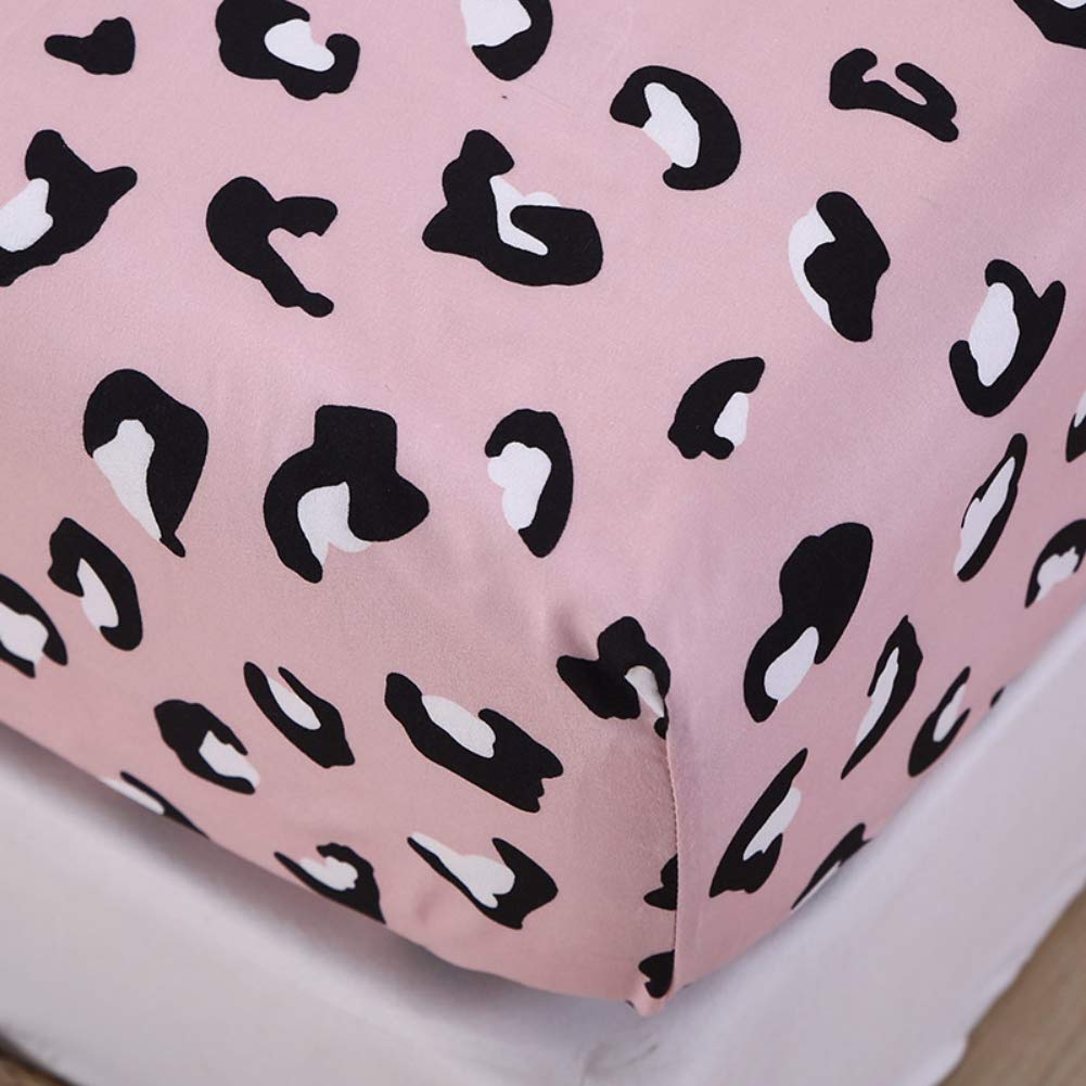 Girls Leopard Print Bedding Set Teens Luxury Pink Black Cheetah Print Bed Sheet Set Twin Size for Kids Children Women Bedroom Decor Fitted Sheet Chic Wild Animal Bed Cover with 1 Pillow Case