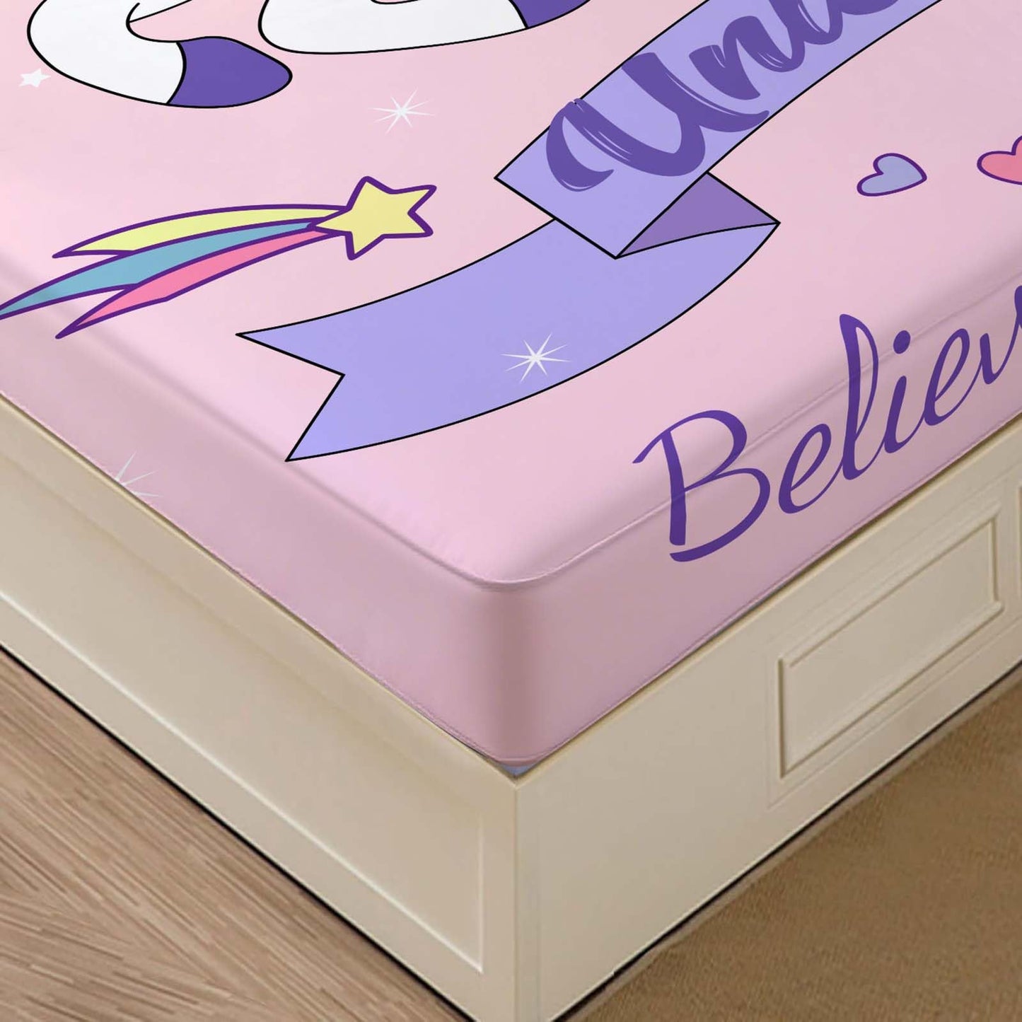 MUSOLEI Unicorn Sheet Unicorn Fitted Sheets Rainbow Bed Set Kids Sheets Kids Bedding Girl Bedding Girl bedset 1 Fitted Sheet with 1 Pillowcase （Twin）