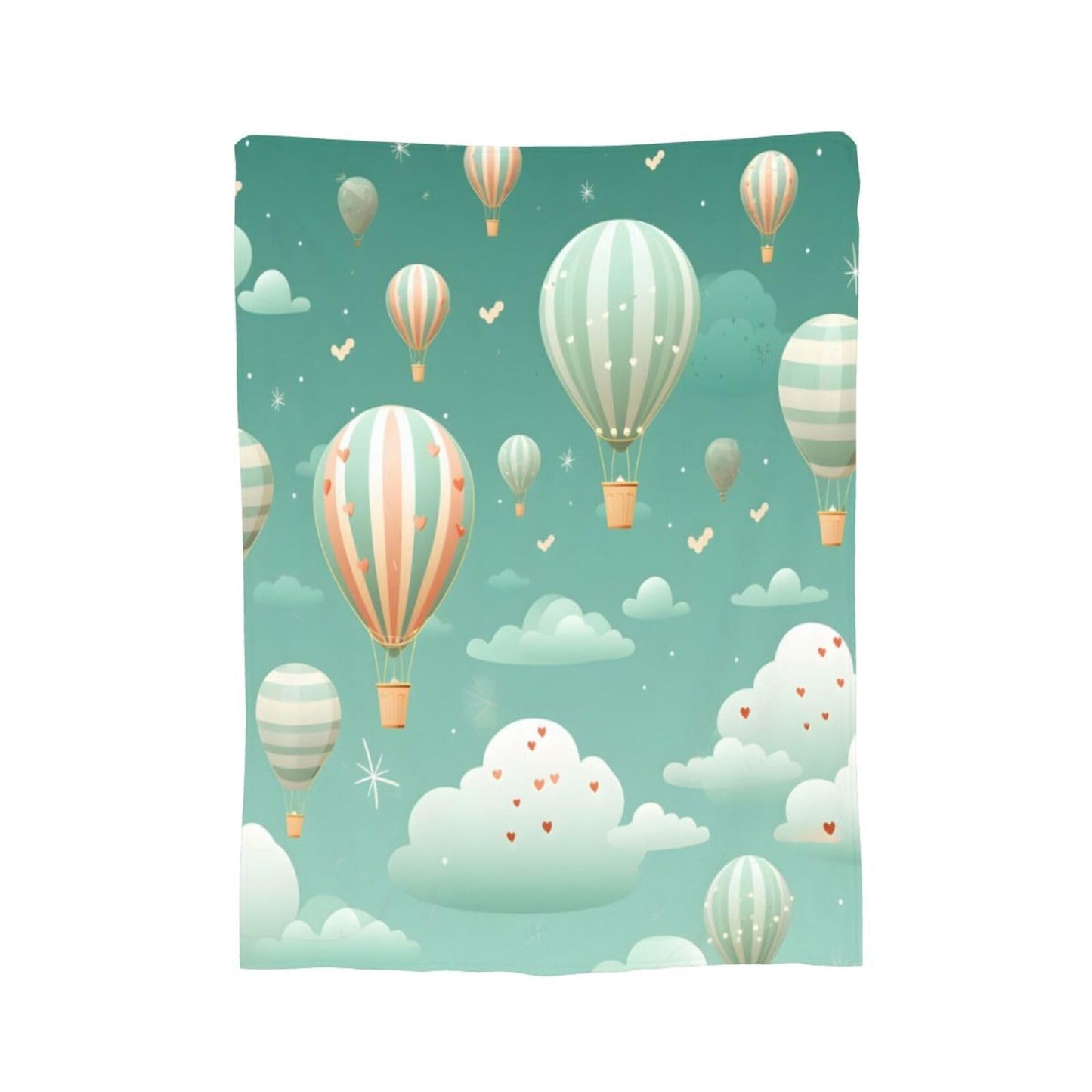 Blue Sky Hot Air Balloon Throw Blanket for Couch Soft Blanket for Bed Bed Sofa Decor for Living Room Bedroom 60"X50"