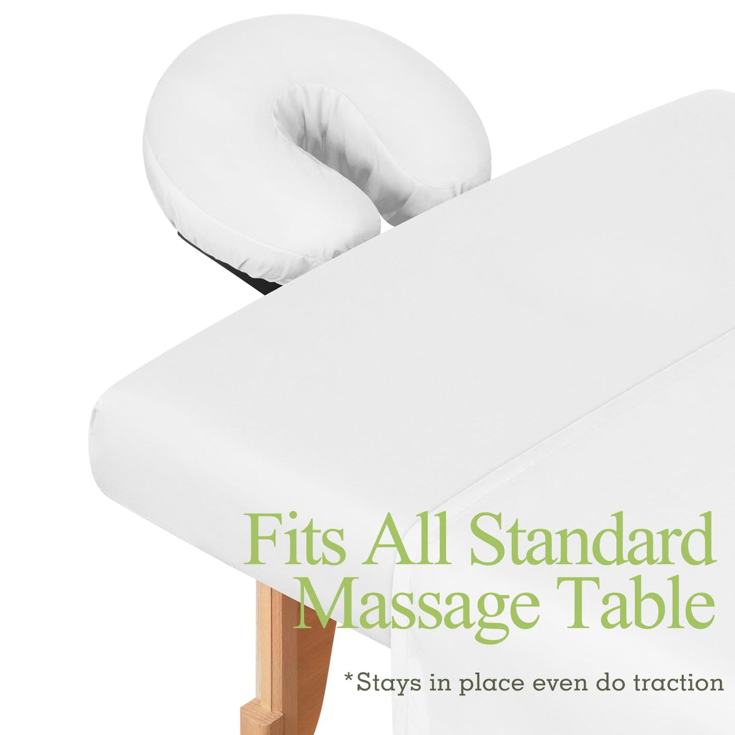 Comfyanno 3-Piece Massage Table Sheets Sets, Stain & Wrinkle Resistant, Soft Microfiber, Quick Drying, Professional Spa Therapy Bed Sheets, Includes Flat & Fitted Sheet, Face Cradle Cover -White