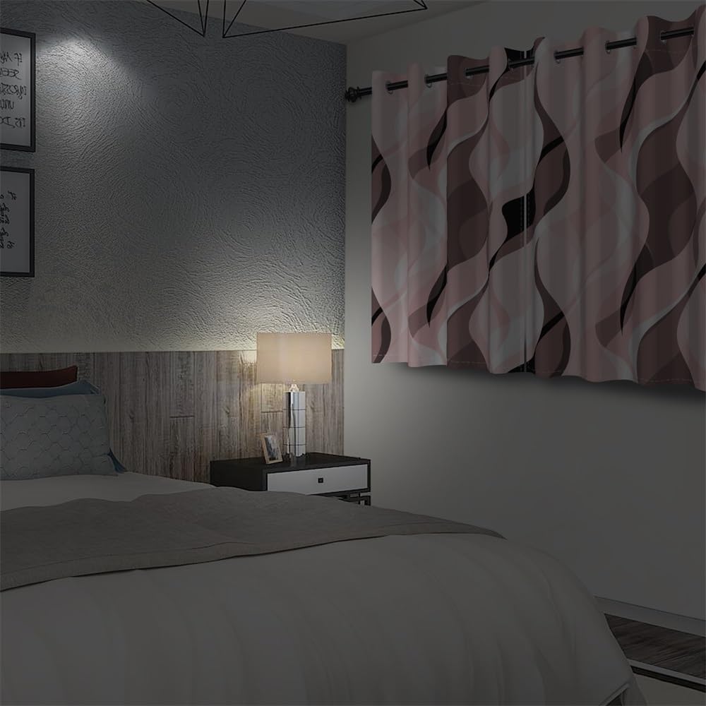 Modern Abstract Striped Window Curtains Retro Geometric Abstract Ombre Grey and Pink Striped Darkening Blackout Curtains for Living Room Bedroom Kitchen Cafe Decor 21x63 Inch,2 Panels
