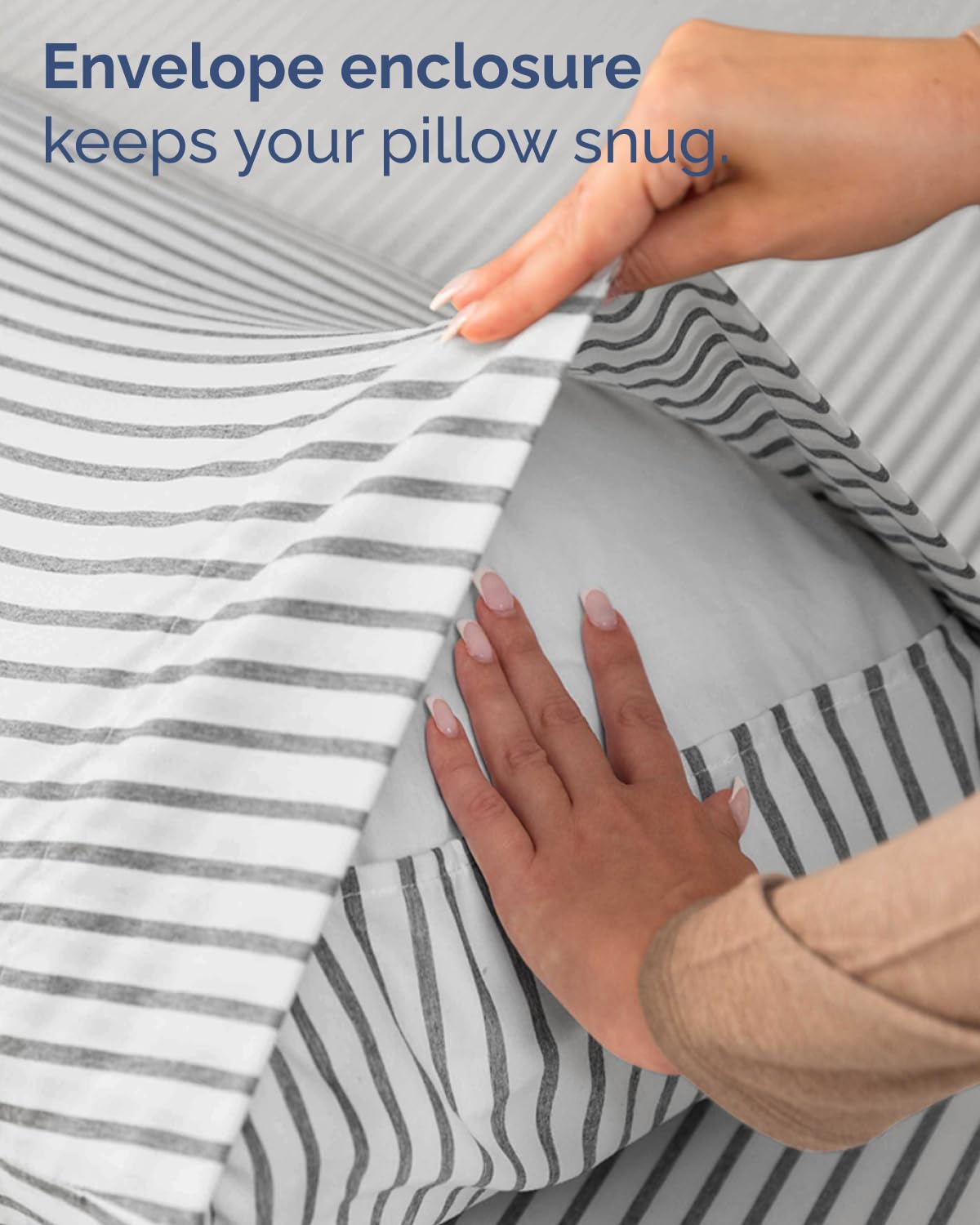 Twin Size 3 Piece Sheet Set - Comfy Breathable & Cooling Sheets - Hotel Luxury Bed Sheets for Women & Men - Deep Pockets, Easy-Fit, Soft and Wrinkle Free Sheets - Grey Stripes Oeko-Tex Bed Sheet Set
