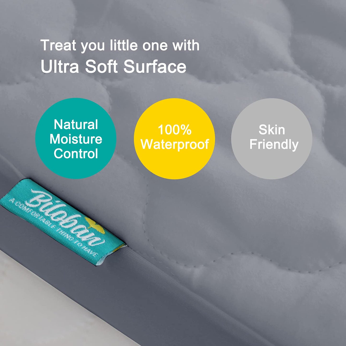 Crib Mattress Protector Sheets Fitted Waterproof Crib Mattress Pad Cover, Noiseless & Machine Wash 100% Absorbent Crib/Toddler Mattress Protector Sheet Quilted, Gray, 52" x 28"