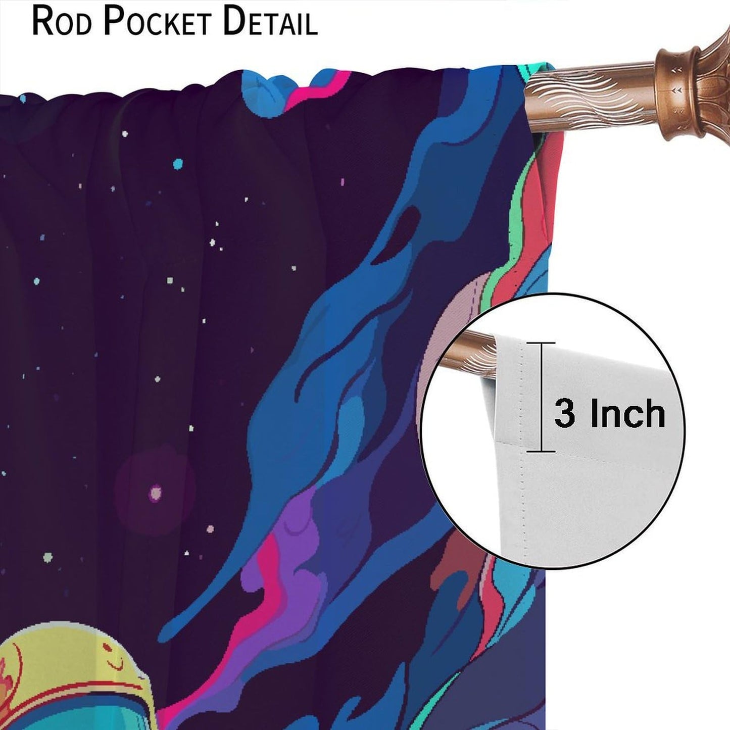 Astronaut Curtains, Cartoon Abstract Cool Colorful Funny Outer Space Cosmic Spaceman Blackout Window Treatments, Thermally Insulated Rod Pocket Drapes For Boys Teen Men Bedroom Living Room 63x72in
