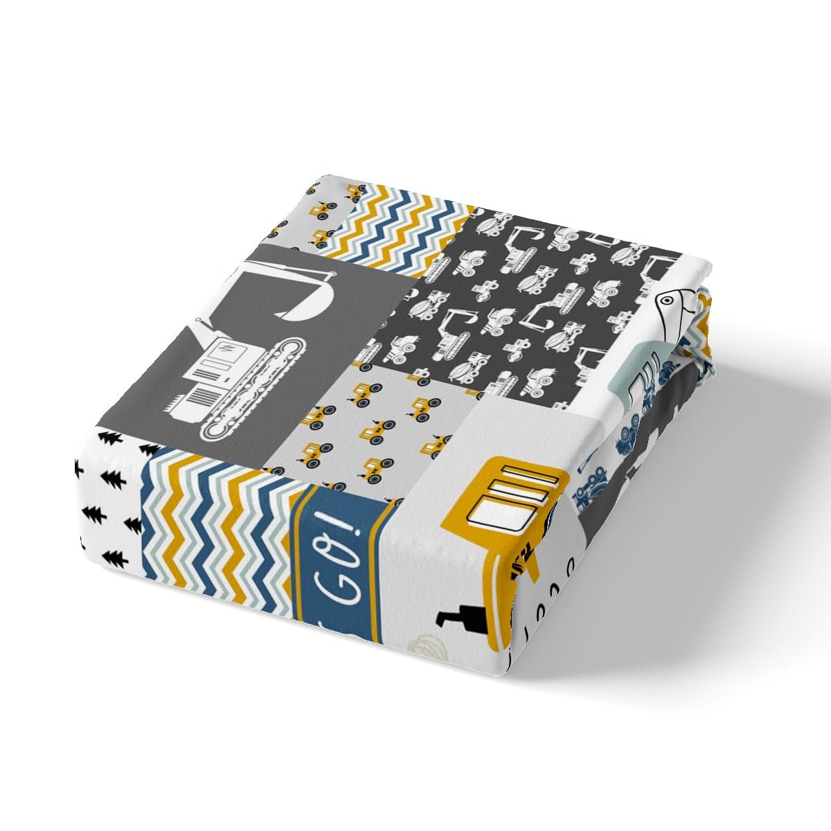 Cartoon Cars Kids Fitted Sheet Full Size,Construction Vehicle Trucks Tractor Bedding Set,Boys Room Decor,Geometric Plaids Excavator Star Stripe Bed Cover,Chic Bed Sheet,2 Pillowcases