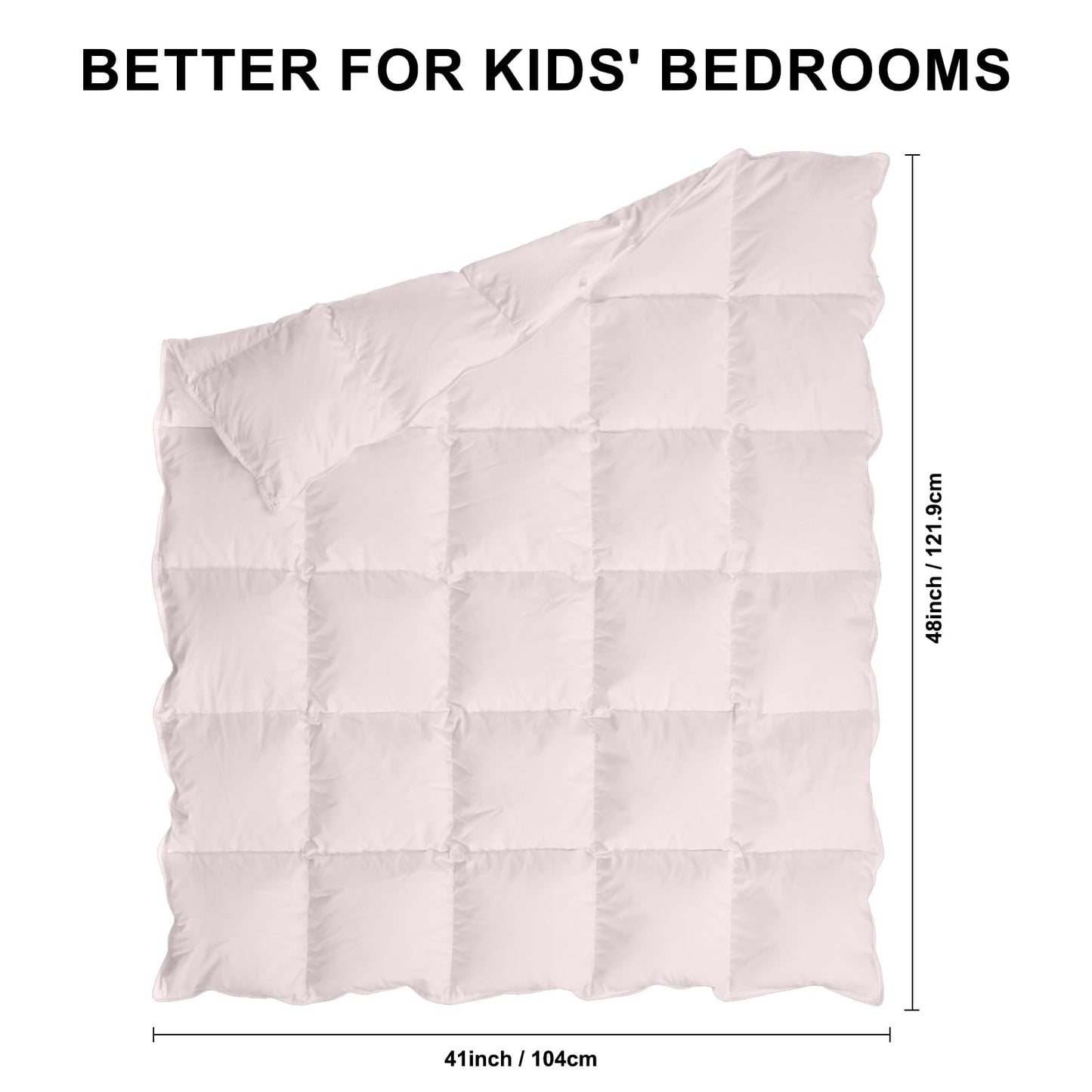 zzlamb Toddler Comforter Baby Down Blanket, Lightweight & Breathable Small Crib Quilt All Season Duvet Insert, Soft Brushed Noiseless Shell Down Proof Machine Washable, Cherry Pink 41x48in