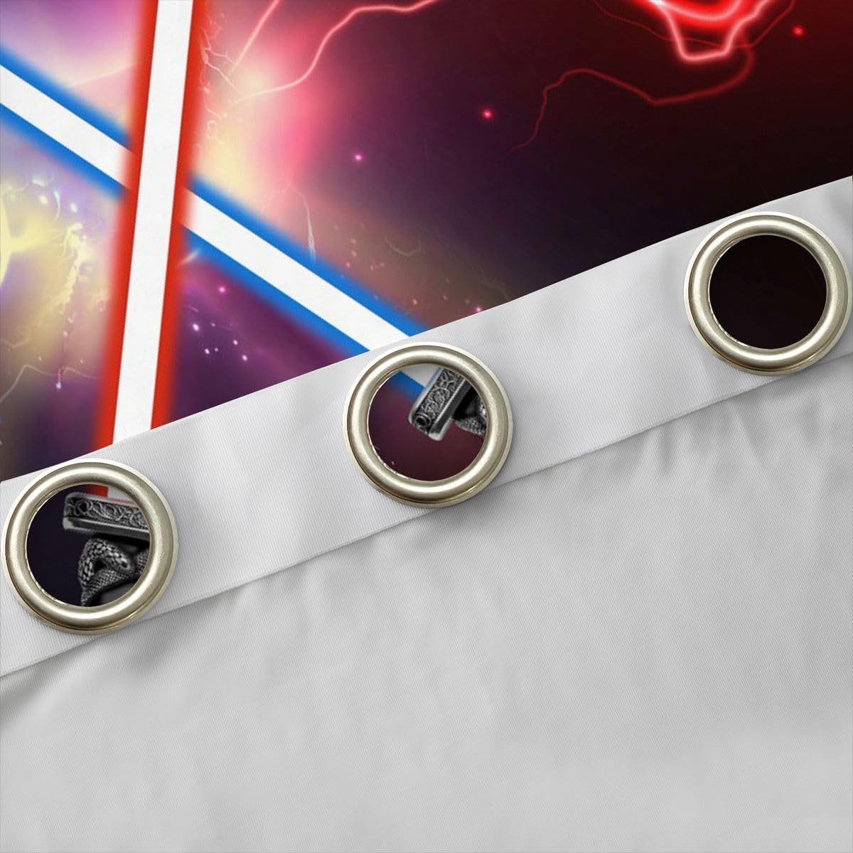 Castle Fairy Lightsaber Window Drapes,Blue Red Neon Lightning Sparkling Home Decor Curtains,Boys Games Starry Galaxy Black Durable Blackout Curtains for Kids Gifts,2 Panels, 38Wx54L inch