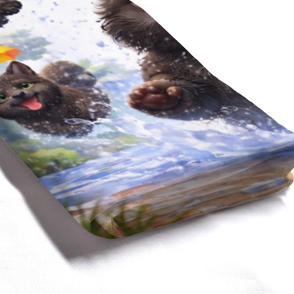 Youtoko Funny Black Cat Bathroom Decor Shower Curtain 72x72 Inch with 12 Hooks Umbrella Water Splash Animal Art Waterproof Washable Polyester