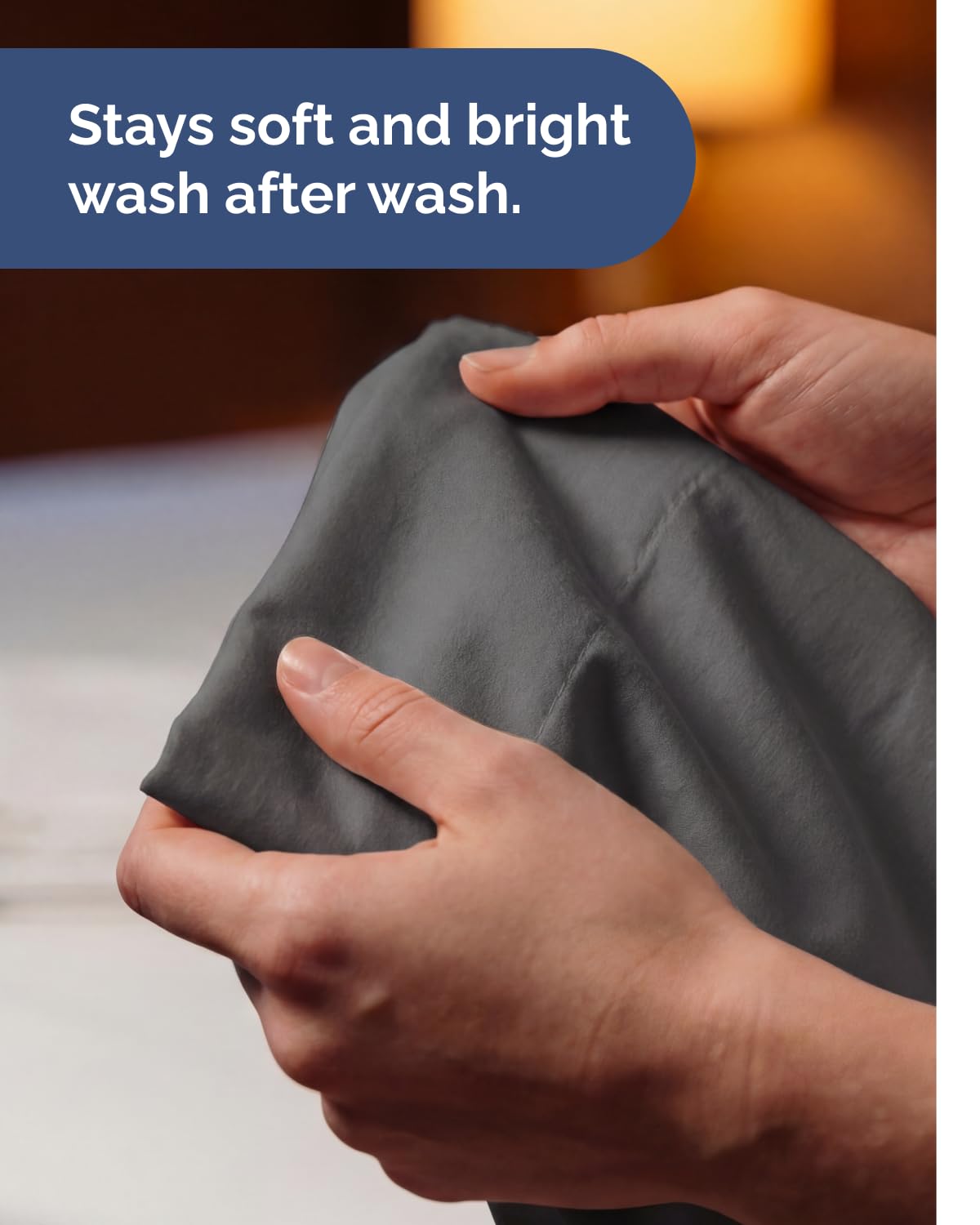 Lightweight 4 Piece Bed Sheet Set Full Size - Cooling Sheets for Hot Sleepers - Soft Breathable Bedding Set w/ 8-16 Inch Deep Pockets - 1 Flat, 1 Fitted & 2 Pillowcases - Wrinkle Resistant - Dark Grey