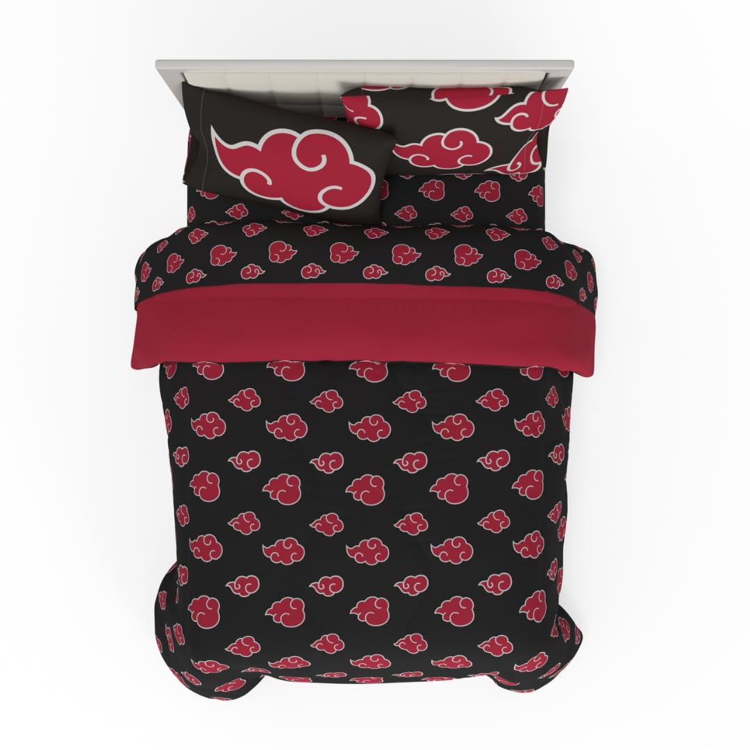Collectibles Naruto Anime Akatsuki Bedding 7 Piece Super Soft Reversible Comforter and Sheet Set with Sham, Full, (Officially Licensed Product) By Franco