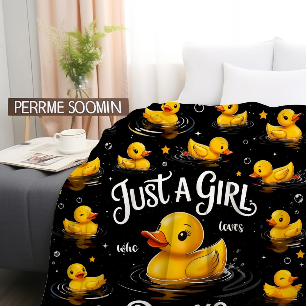 Duck Blanket Soft Warm Fluffy Flannel Rubber Ducks Blanket Themed Throw Blanket Bedding Decor Stuff Blankets Gifts for Duck Lover for Women Girls Kids Adults 50"x40"