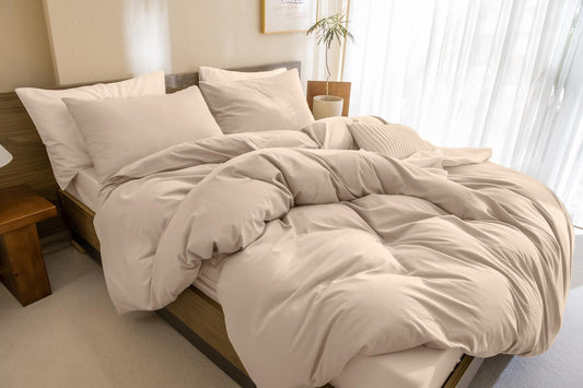 CozyTide Cotton King Comforter Set,Lightweight Boho Warm Taupe Bedding Comforter Set 3 Pieces(1 Solid Color Comforter and 2 Pillowcases) Soft Fluffy Bedding Set for All Season