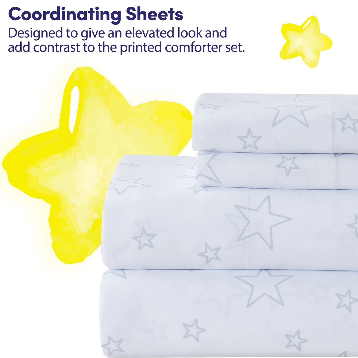 Kids Bedding Set Bed in a Bag for Boys and Girls Toddlers Printed Sheet Set and Comforter , Twin, Floating in Space