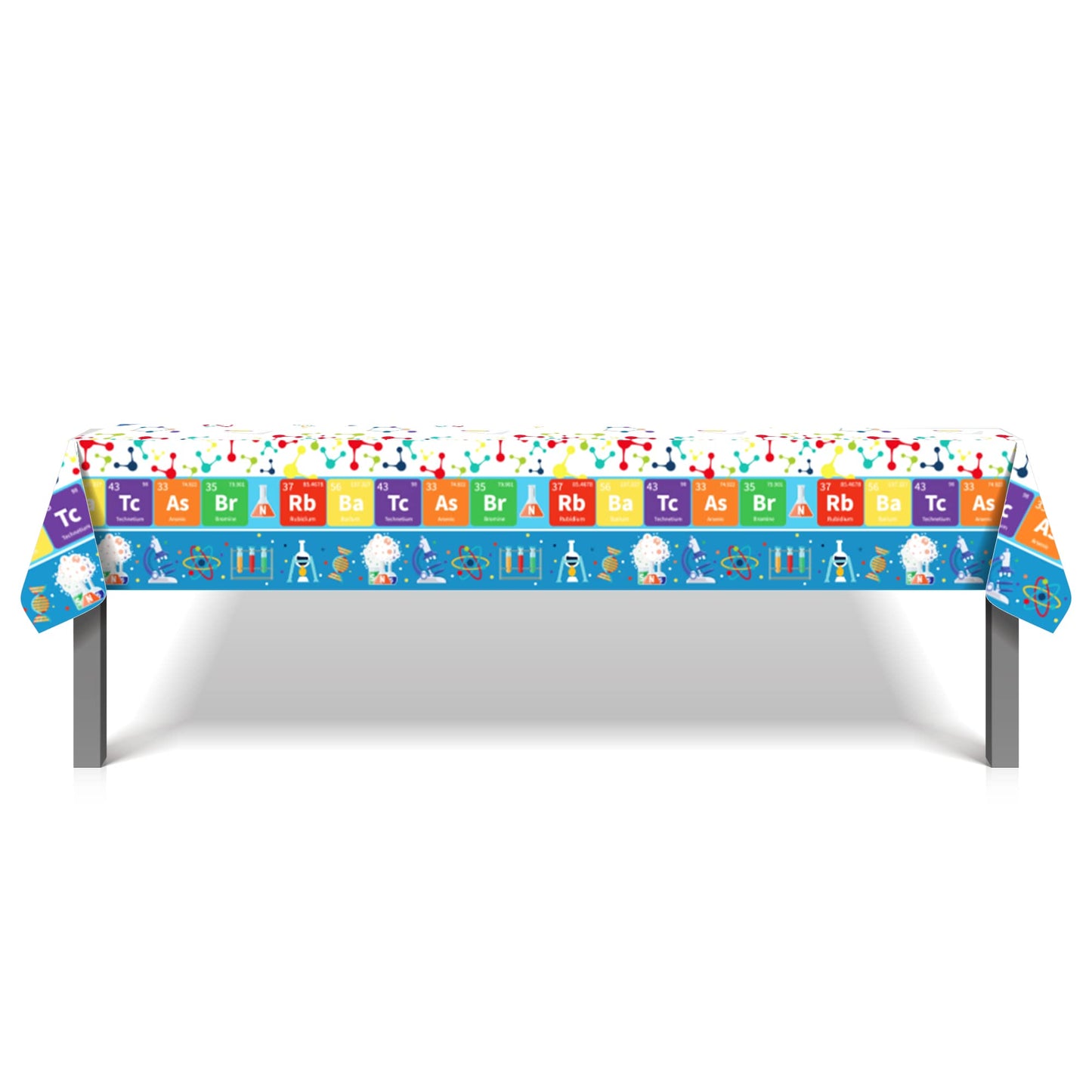CC HOME 1 Pack Science Laboratory Plastic Tablecloth 54 x 87 Inch Long Rectangular Table Cover for Buffet,Birthday Party Holiday Dinner,Picnic or Tablecloth for Kitchen Event Use