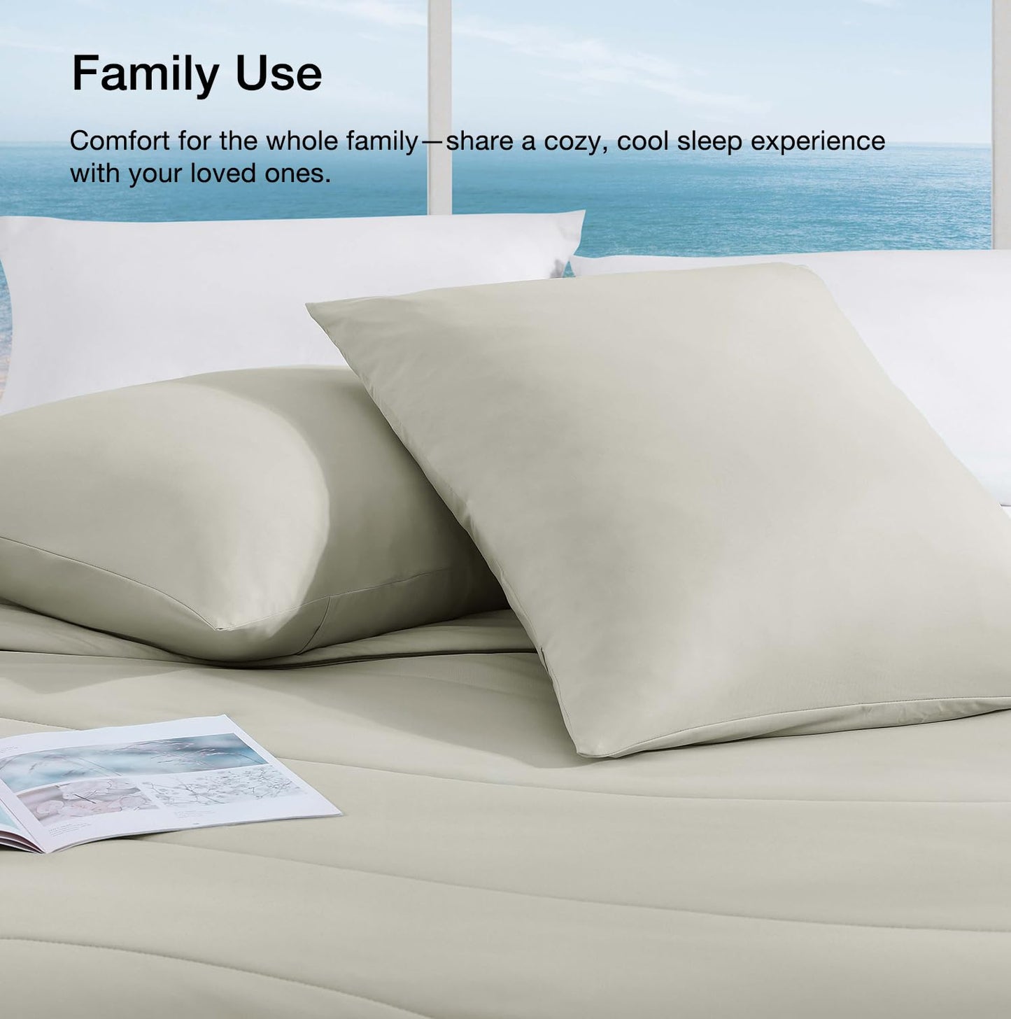 Monbix ChillChilla Cooling Comforter Queen Size-3 Pieces Cooling Blankets for Hot Sleepers and Night Sweats, Double-Sided Summer Queen Comforter Set, Breathable Lightweight Blanket Grey