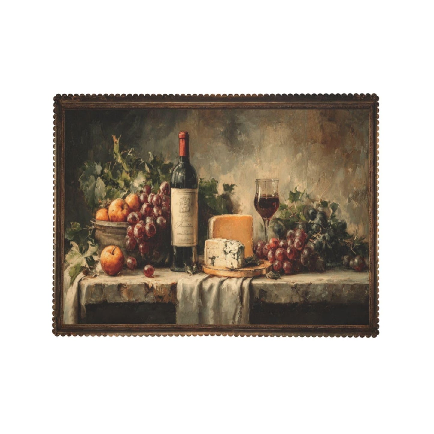 JIANKESEN Retro Wine Bottles Glasses and Grapes Tablecloth Rectangle Cheese Fresh Fruits Rustic Table Cloth Wrinkle Resistant Table Cover for Kitchen Dining Party Decorations 54 x 72 Inch