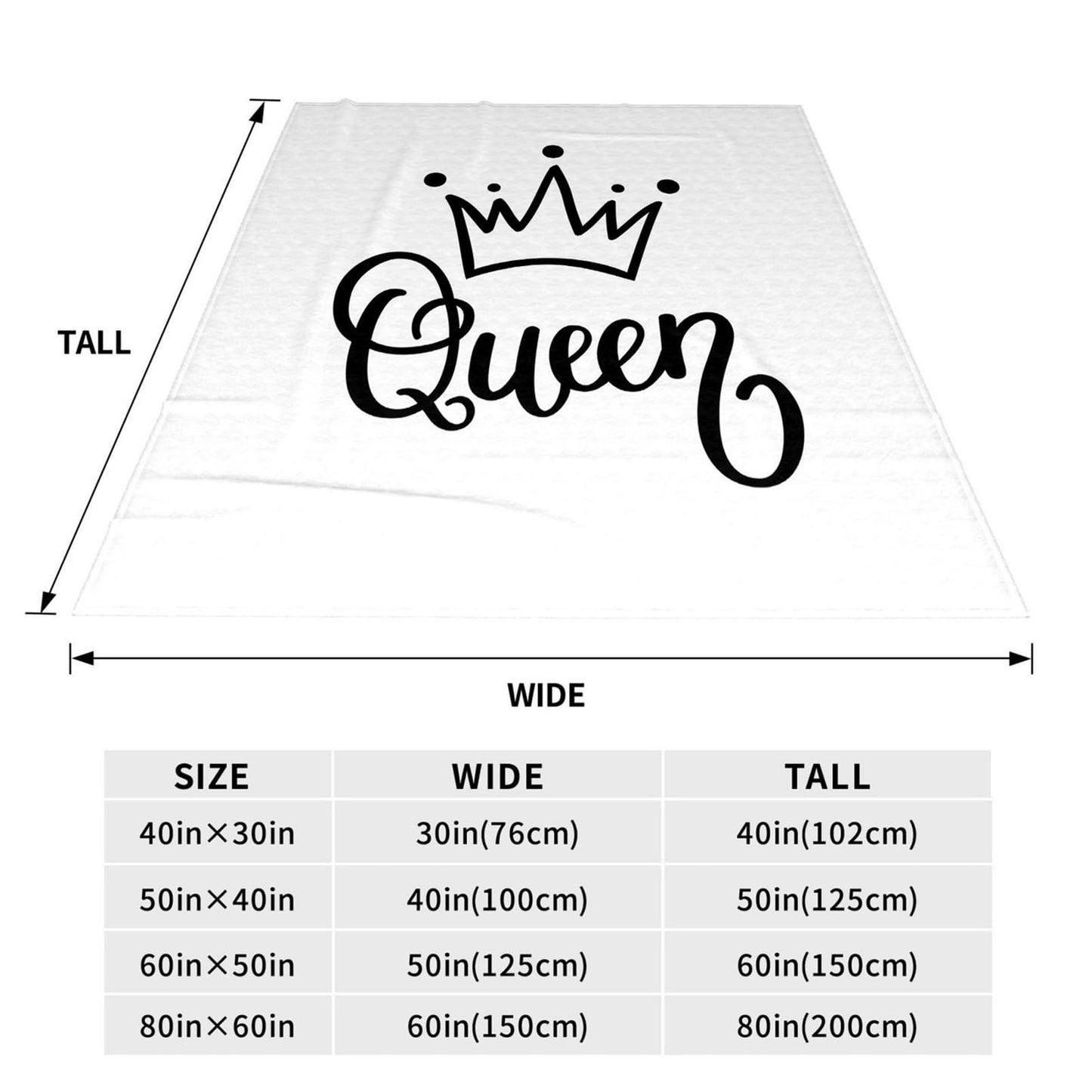 Throw Blanket 50x60 Inch,Funny Queen Crown Cozy Soft Lightweight Fuzzy Flannel Blanket 60x50 Inch Suitable for Couch Bed Sofa Living Room in All Seasons