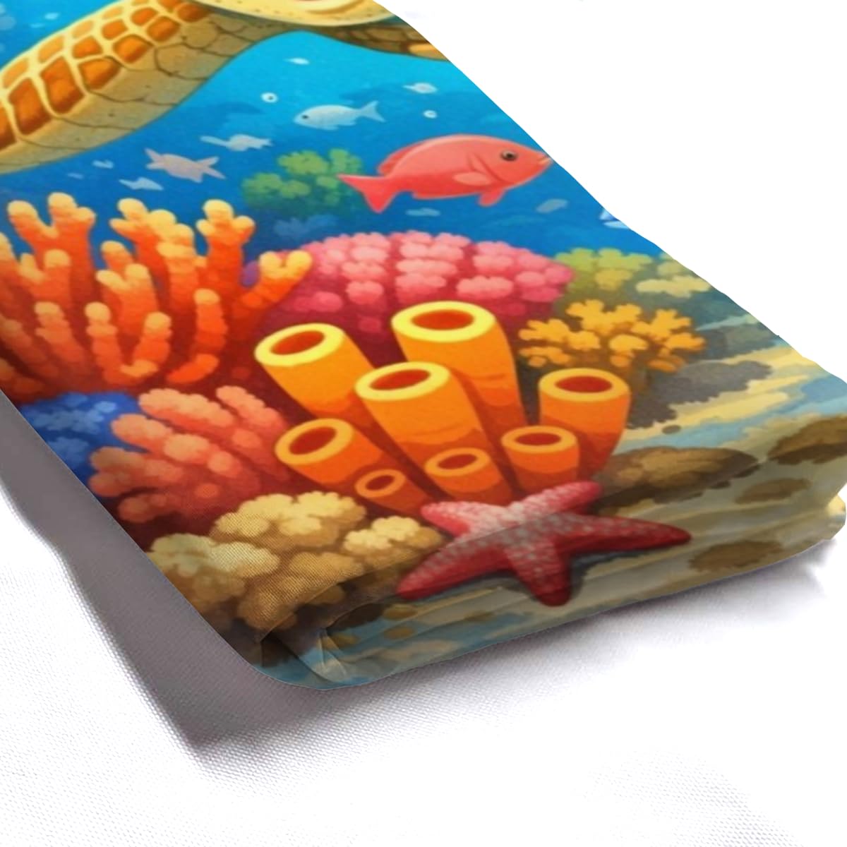 REZHOCH Kids Ocean Shower Curtain 72x72Inch Fun Sea Turtle Snorkeling Underwater Tropical Fish Coral Reef Home Bathroom Decor,Boy Girl Cartoon Animal Coastal Bath Set with Hooks