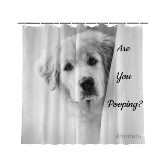 Wordatu Great Pyrenees Shower Curtain Bathroom Set 72x72 Inches are You Pooping Bath Animal Bath Animal Pet Dog Art Home Decor 12 Hooks