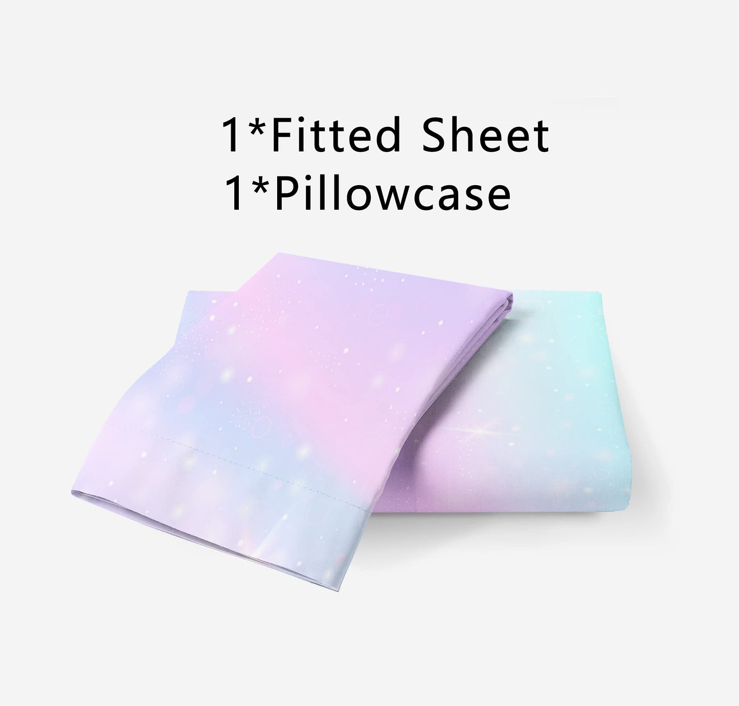 MUSOLEI Colorful Girl Fitted Sheet Set Rainbow Sheet, 3D Rainbow Bedding Set Girls Twin Sheets 2PCS Boho 1 Fitted Sheet with 1 Pillowcase Wrinkle Free Cozy Microfiber Twin Sheets for Girls (T)