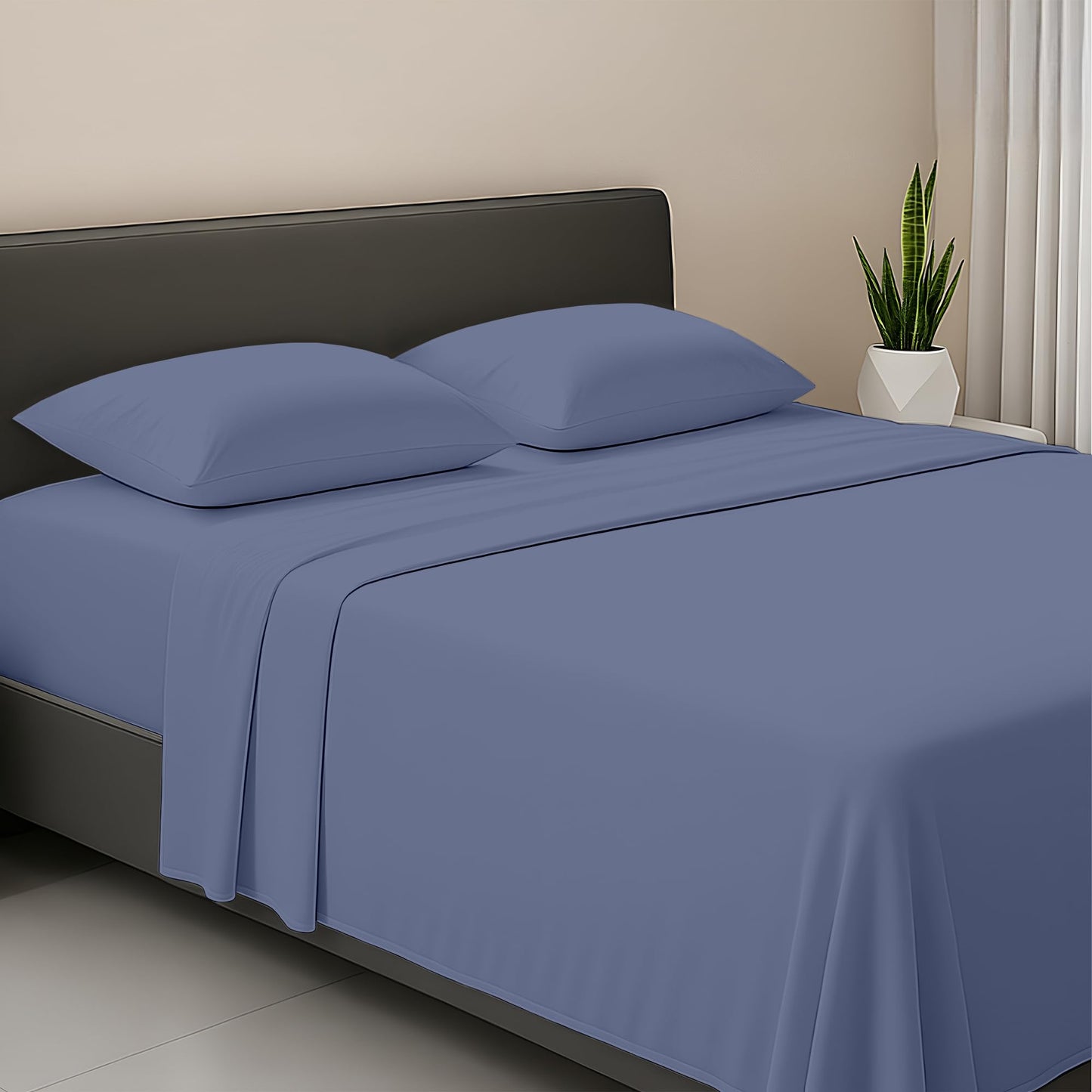SGI bedding Full Size Med Blue Soft Brushed Luxury Microfiber 4 Piece Sheet Set- Easy Care Super Soft & Breathable Cool 15" Deep Pocket Fade Wrinkle Stain Resistant