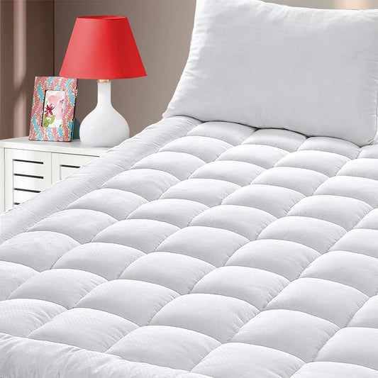 GERHOME Twin XL Size Quilted Fitted Mattress Pad Cover with Deep Pocket Fitted 8" - 21", Ultra Soft and Comfortable, Breathable (White, Twin XL)