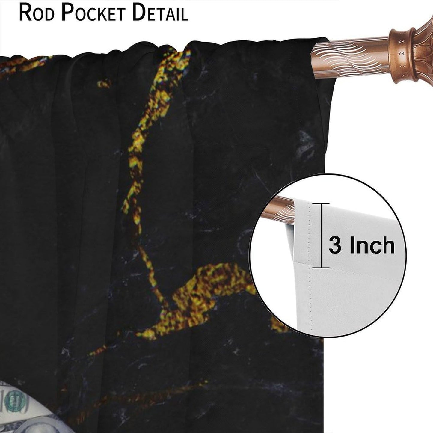 SENQIAN Abstract Money Lips Curtains Modern Marble Dollar Art Printed Rod Pocket Blackout Window Drapes for Living Room Bedroom Kitchen Cafe Decor W21xL45inx2 Decor