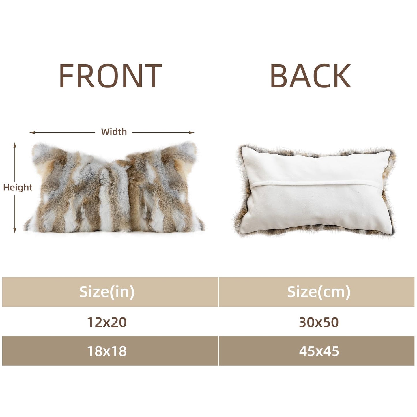ROSE FEATHER Genuine Rabbit Fur Pillow Covers Set of 2,Luxury Decorative Throw Pillowcases Fluffy Animal Skin Accents Bolster Cushion Cover for Couch Sofa Bedroom Living Room Home,12x20inch,Yellow