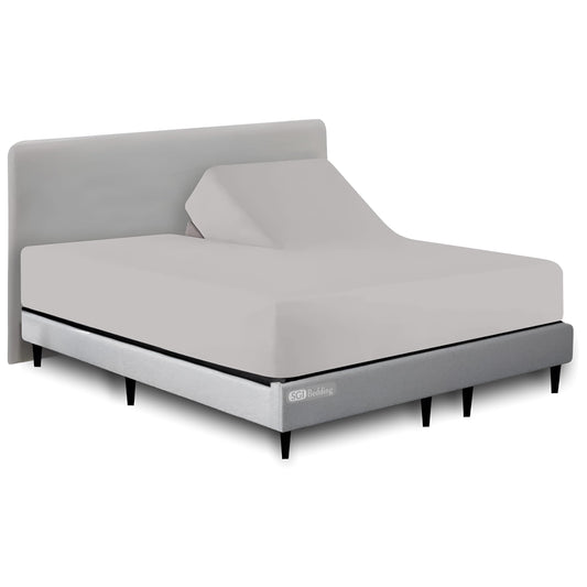 SGI bedding 32" Queen Split Top Flex Head Fitted Sheet ONLY 100% Egyptian Cotton Sheet Flex Top Fitted Sheet for Adjustable Bed 15" Deep Pocket, Sleep Number Bed - Silver