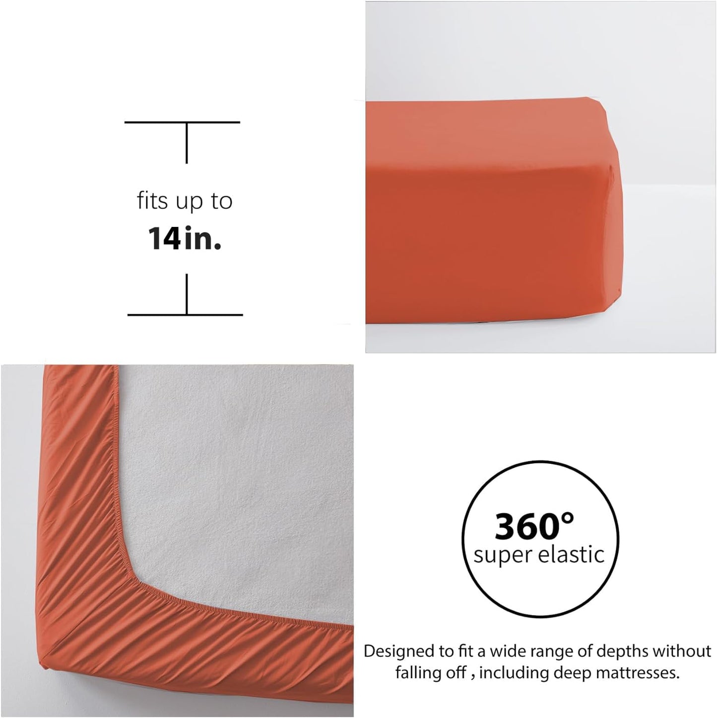 Zzlpp Queen Comforter Set 7 pieces, Burnt Orange Seersucker Bed in a Bag with Sheets, Lightweight Bedding Sets with 1 Comforter, 2 Pillow Shams, 2 Pillowcases, 1 Flat Sheet, 1 Fitted Sheet