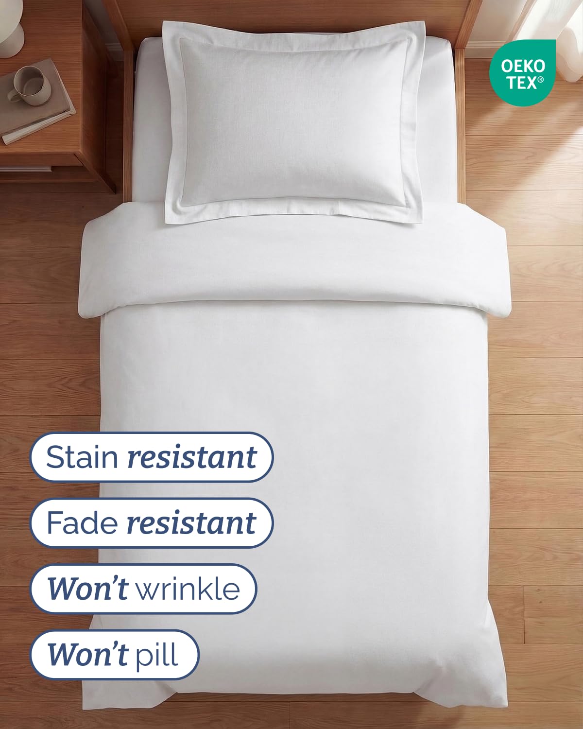 Duvet Cover Twin/Twin XL Size Set - Extra Soft Twin/Twin XL Duvet Cover 68" x 90" with 1 Pillow Sham for Women, Men, Kids & Teens - Comfy, Easy-Care & Fade Free with Zipper Closures and Ties (White)