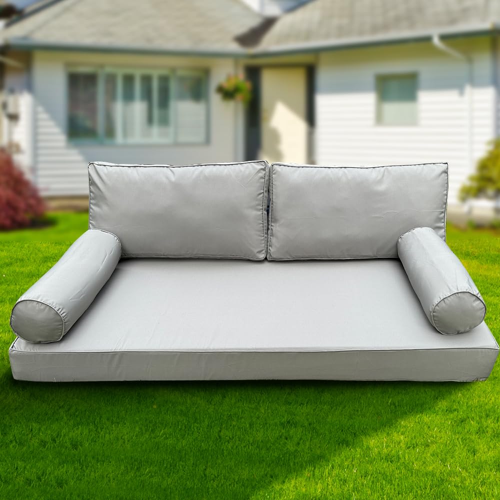 YAQSFGRZ Outdoor Daybed Cushion Cover Twin,Daybed Mattress Bolster Pillow Fitted Sheet Cover,Twin Size Outdoor Daybed Cushion Cover（Cover ONLY Size 6" D x 75" W x 39" H, Dark Blue with White Trim