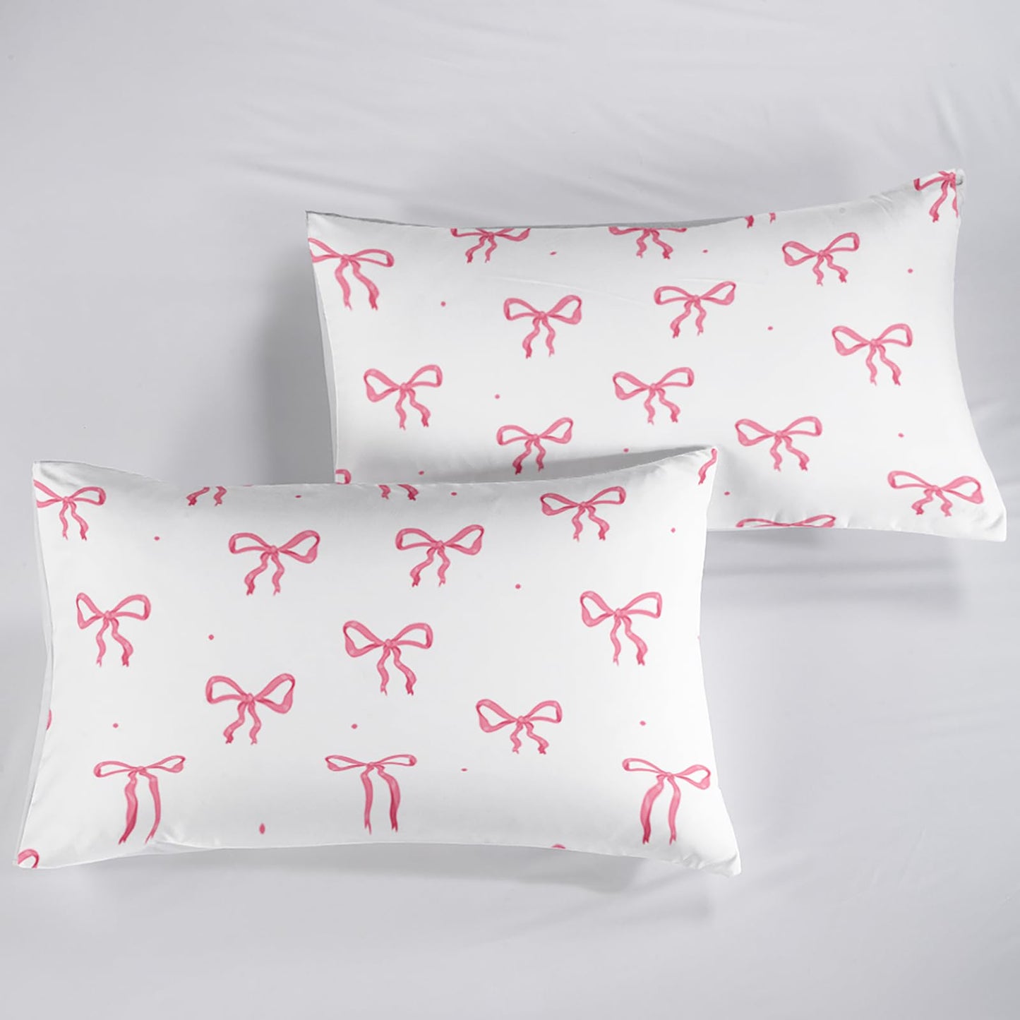 QOOMO Bow Kids Sheets Full Size,Bowknot 16" Deep Pocket Bed Sheet Set,Pink Bow Printed Bedroom Decor Bedding Set Soft and Breathable for Boys/Girls/Kids/Teens