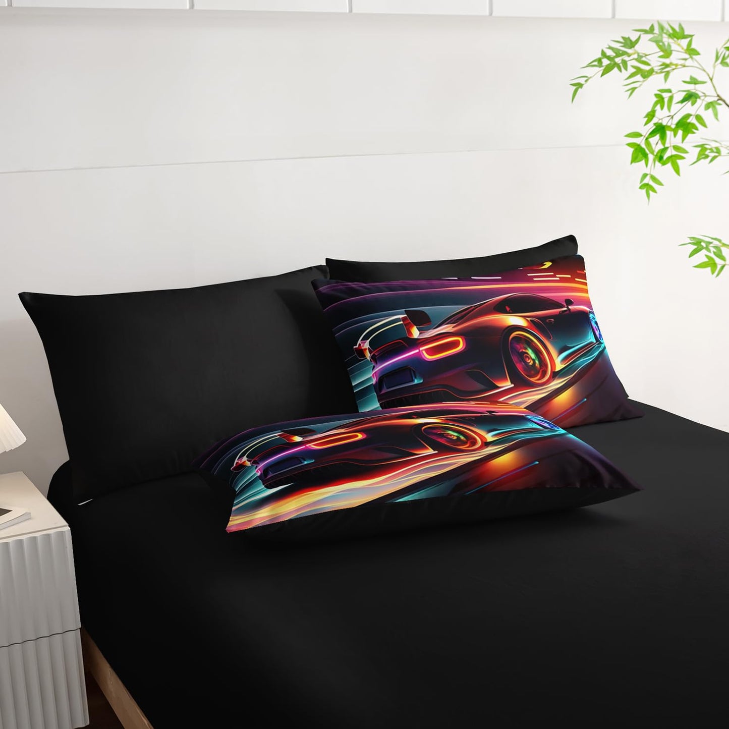 AILONEN Kids 3D Racing Car Comforter Sets Full Size,Extreme Sports Theme Bedding Set Bed in a Bag for Boys Teens,Modern Race Car Comforter & Fitted Sheet + Flat Sheet & 2 Pillowcases,2 Pillow Shams