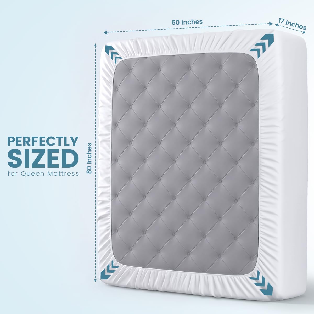 Queen Size Mattress Protector Waterproof 2 Pack, Premium 200 GSM Terry Mattress Cover, Soft & Breathable Bed Cover, Fitted Sheet Style Stretchable Deep Pockets 17" by Utopia Bedding (White)