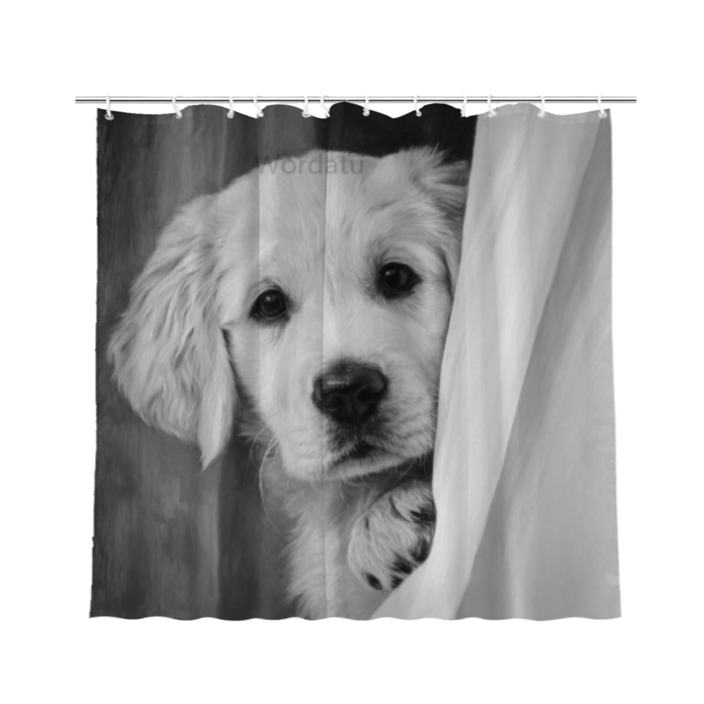 Wordatu Golden Retriever Shower Curtain Funny are You Pooping Black and White Bath Curtain Bathroom Decor Animal Toilet Decor Water Resistant Fabric with 12 Hooks 72x72
