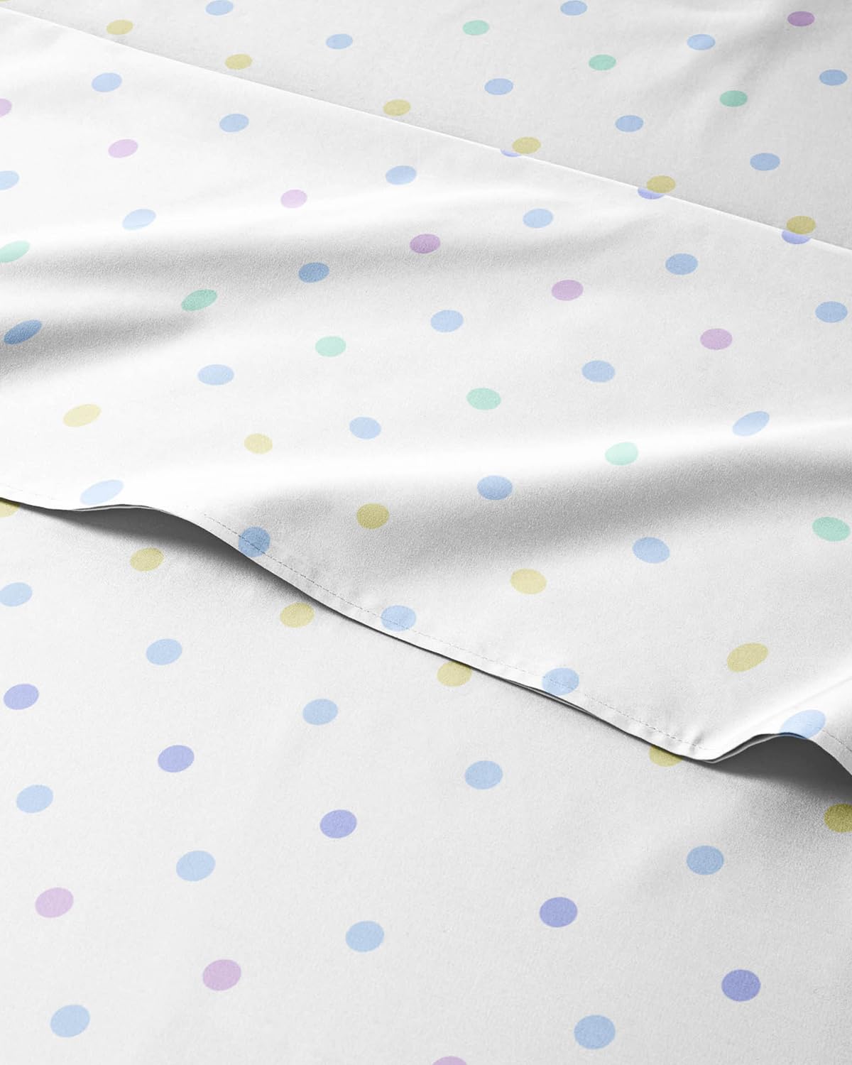 Kids Full Size Bed Sheet Set - 4 Piece Kids Loft Bed Sheets - Polka Dots Themed Bedding - Soft, Cute and Cozy - Breathable and Machine Washable - Multicolor Bed Set for Boys, Girls, Teens & Toddlers